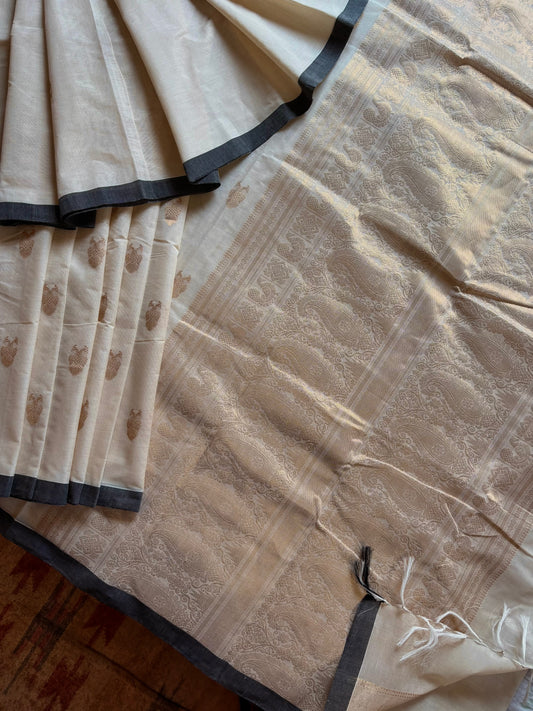 Handwoven Offwhite Kanchi Cotton Saree