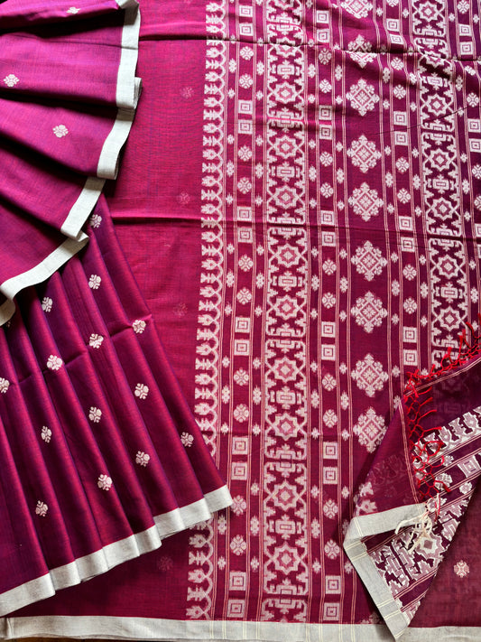 Pure Cotton Red Blue Dual Toned Jamdani