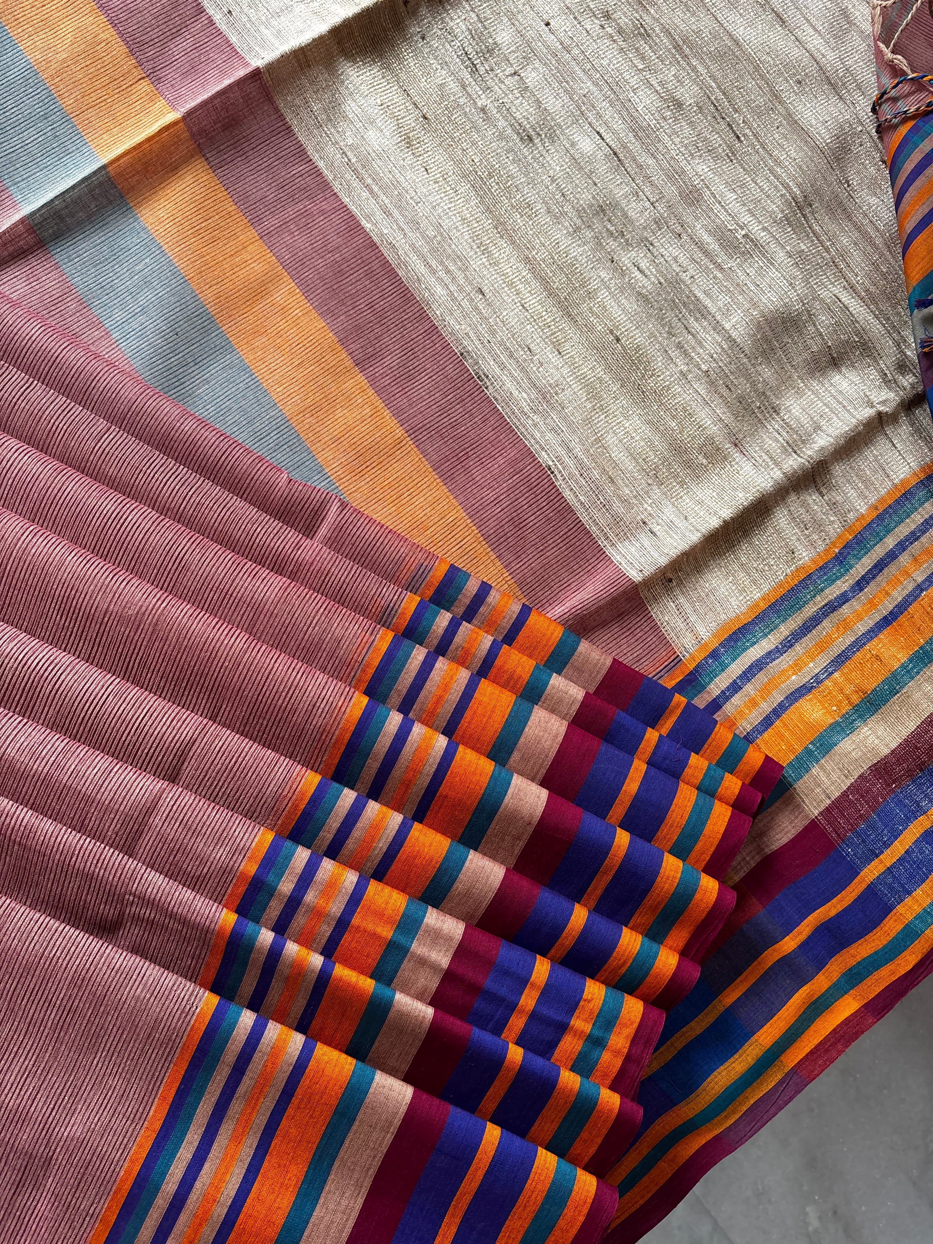 Handwoven Light Maroon Phulia Cotton Saree