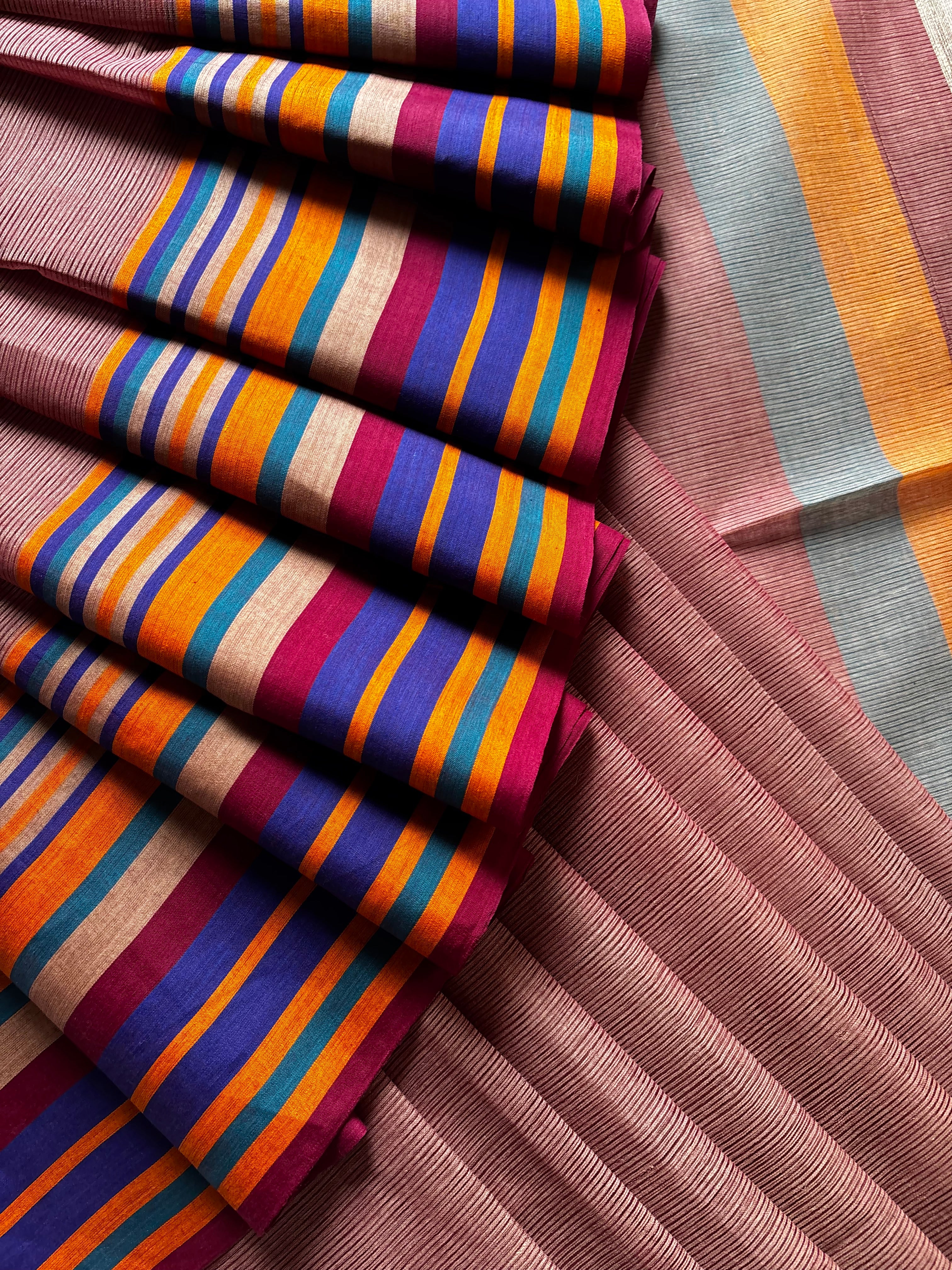 Handwoven Light Maroon Phulia Cotton Saree