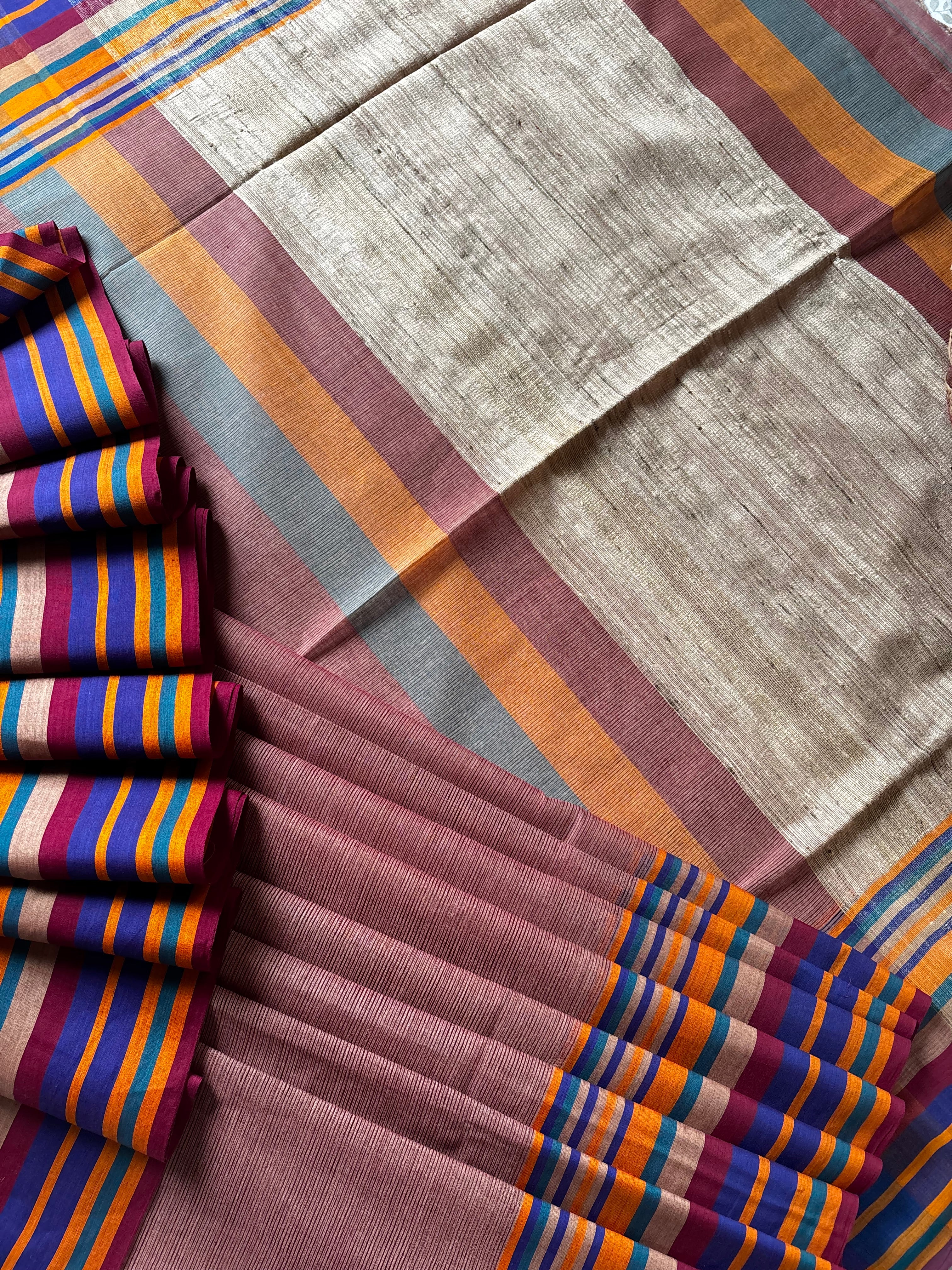 Handwoven Light Maroon Phulia Cotton Saree