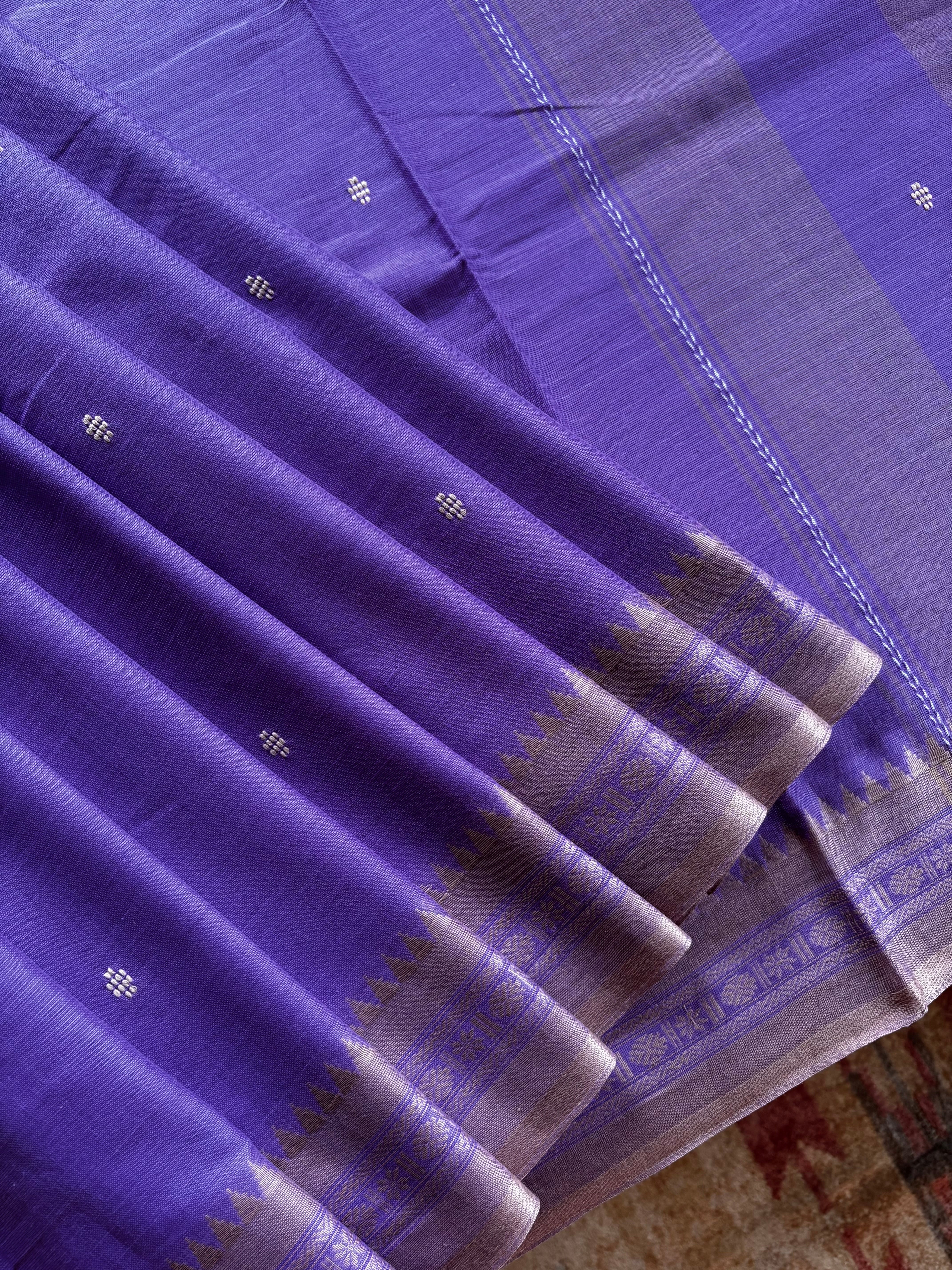 Handwoven Lavender Colour Pure Cotton Saree