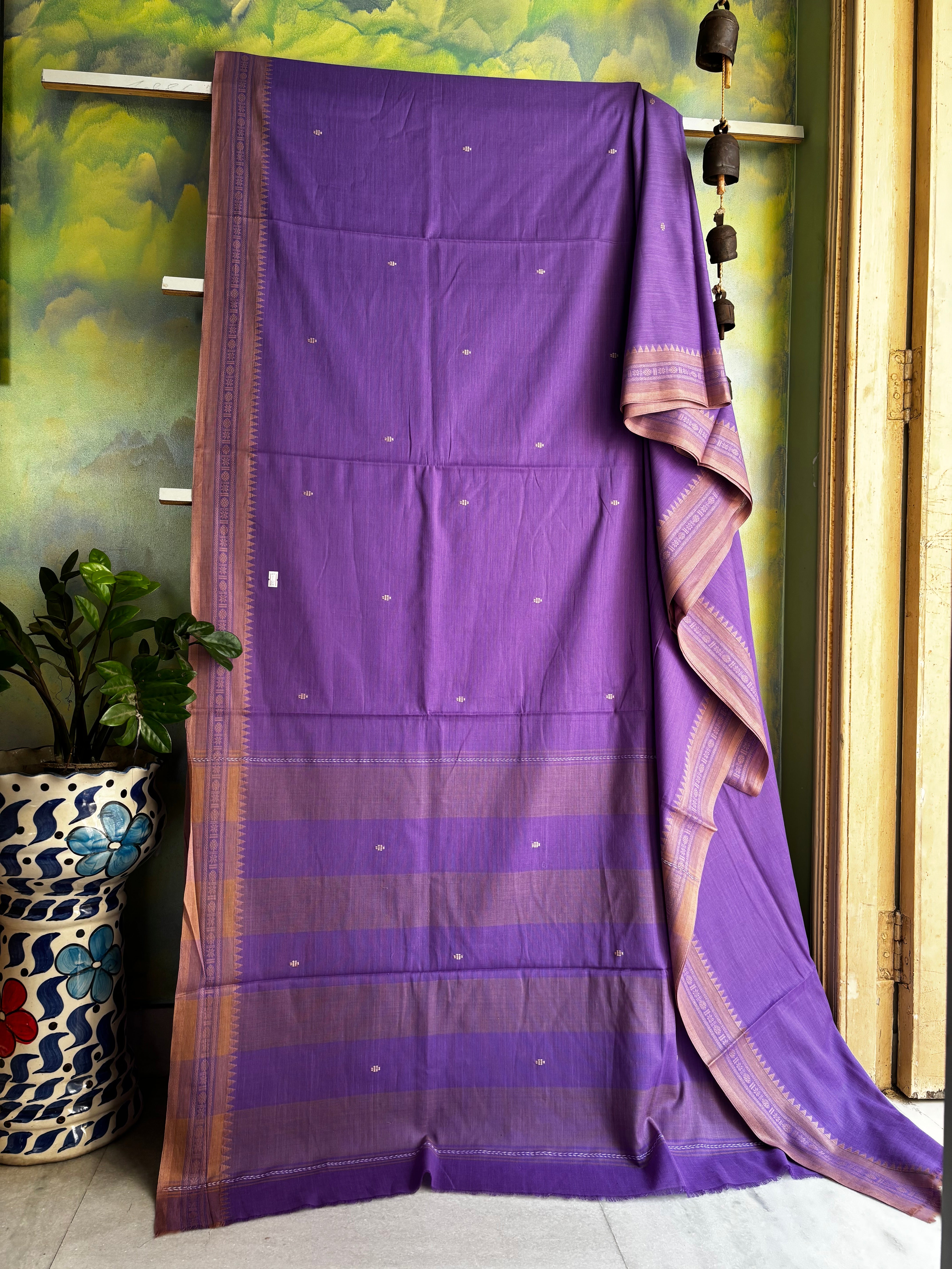 Handwoven Lavender Colour Pure Cotton Saree