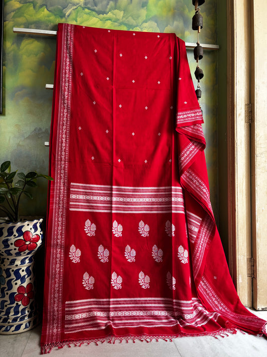 Handwoven Red Colour Phulia Cotton Saree