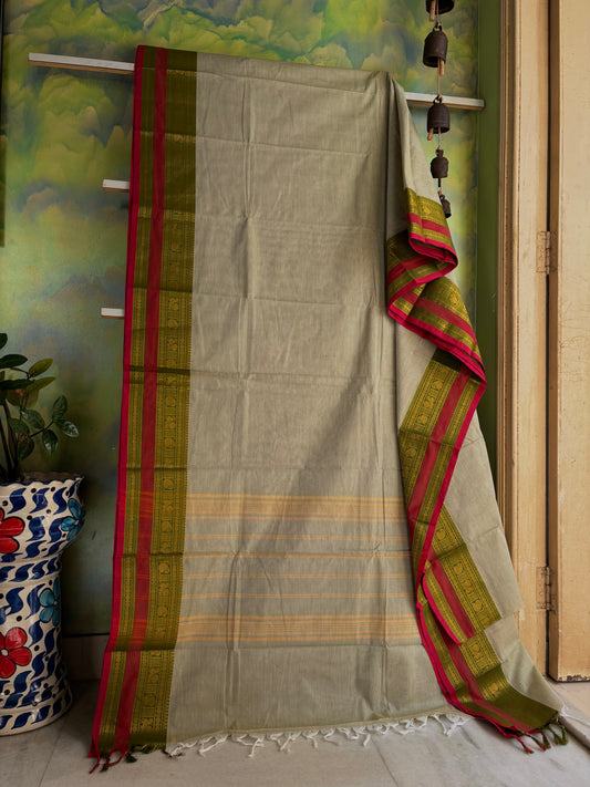 Handwoven Light Mint Colour Kanchipuram Cotton Saree