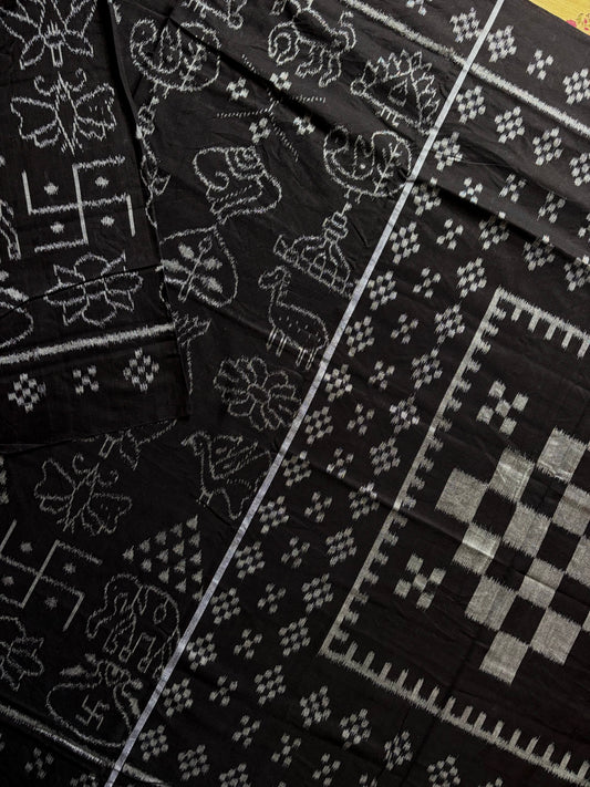 Handwoven Black Odisha Ikkat Saree