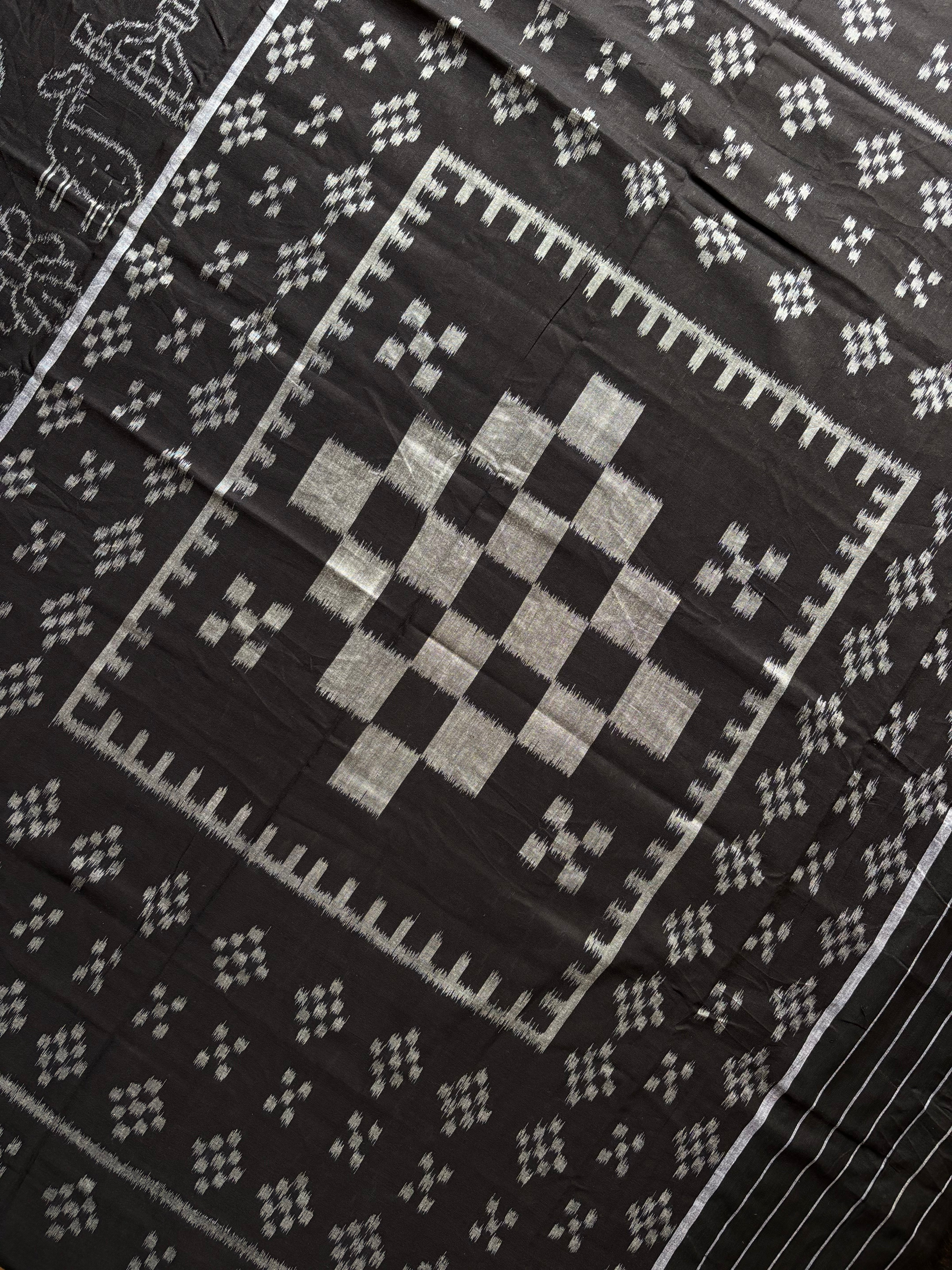 Handwoven Black Odisha Ikkat Saree