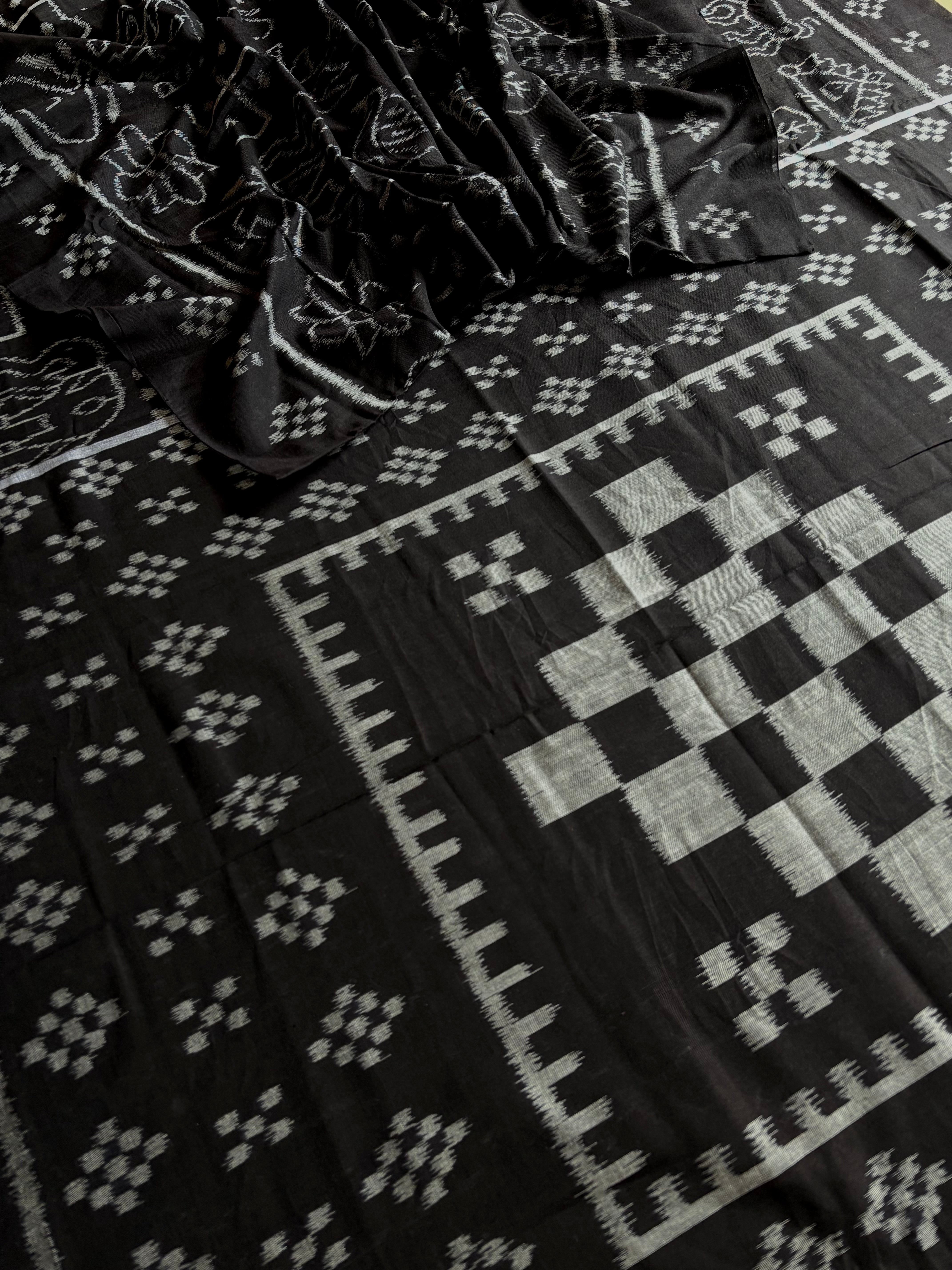 Handwoven Black Odisha Ikkat Saree