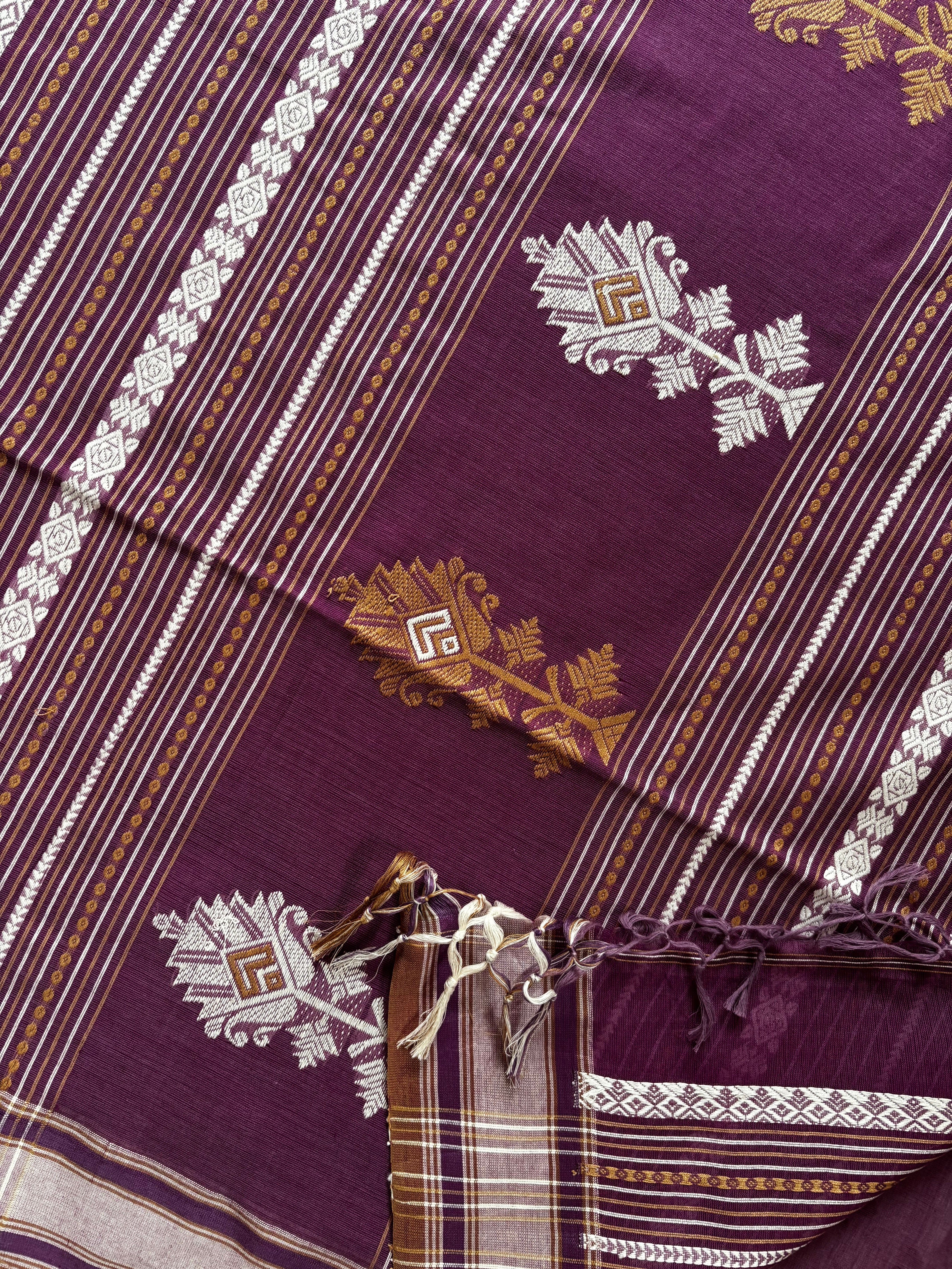 Habdwoven Light Purple Colour Phulia Cotton Saree