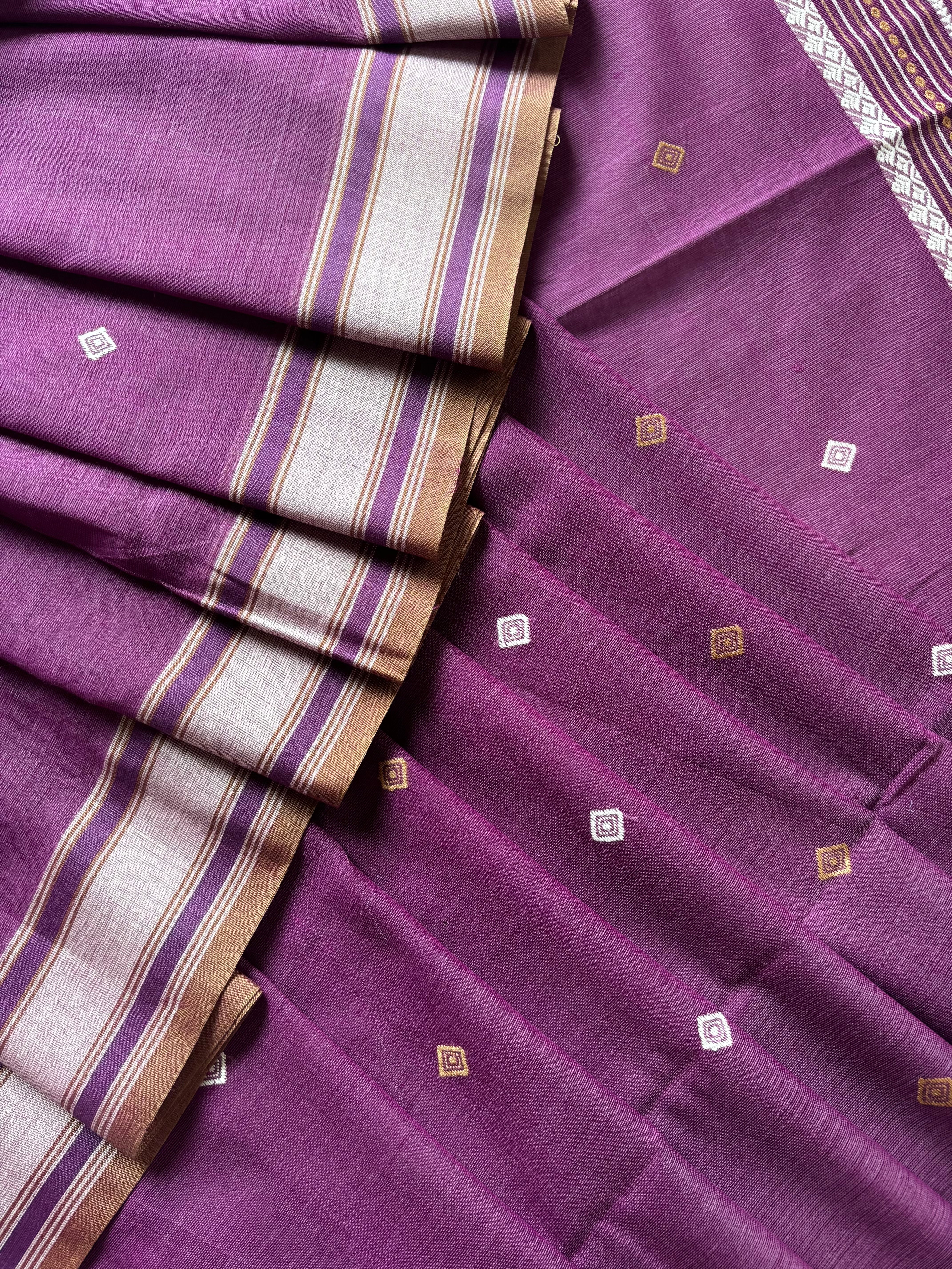 Habdwoven Light Purple Colour Phulia Cotton Saree