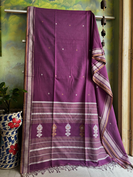 Habdwoven Light Purple Colour Phulia Cotton Saree
