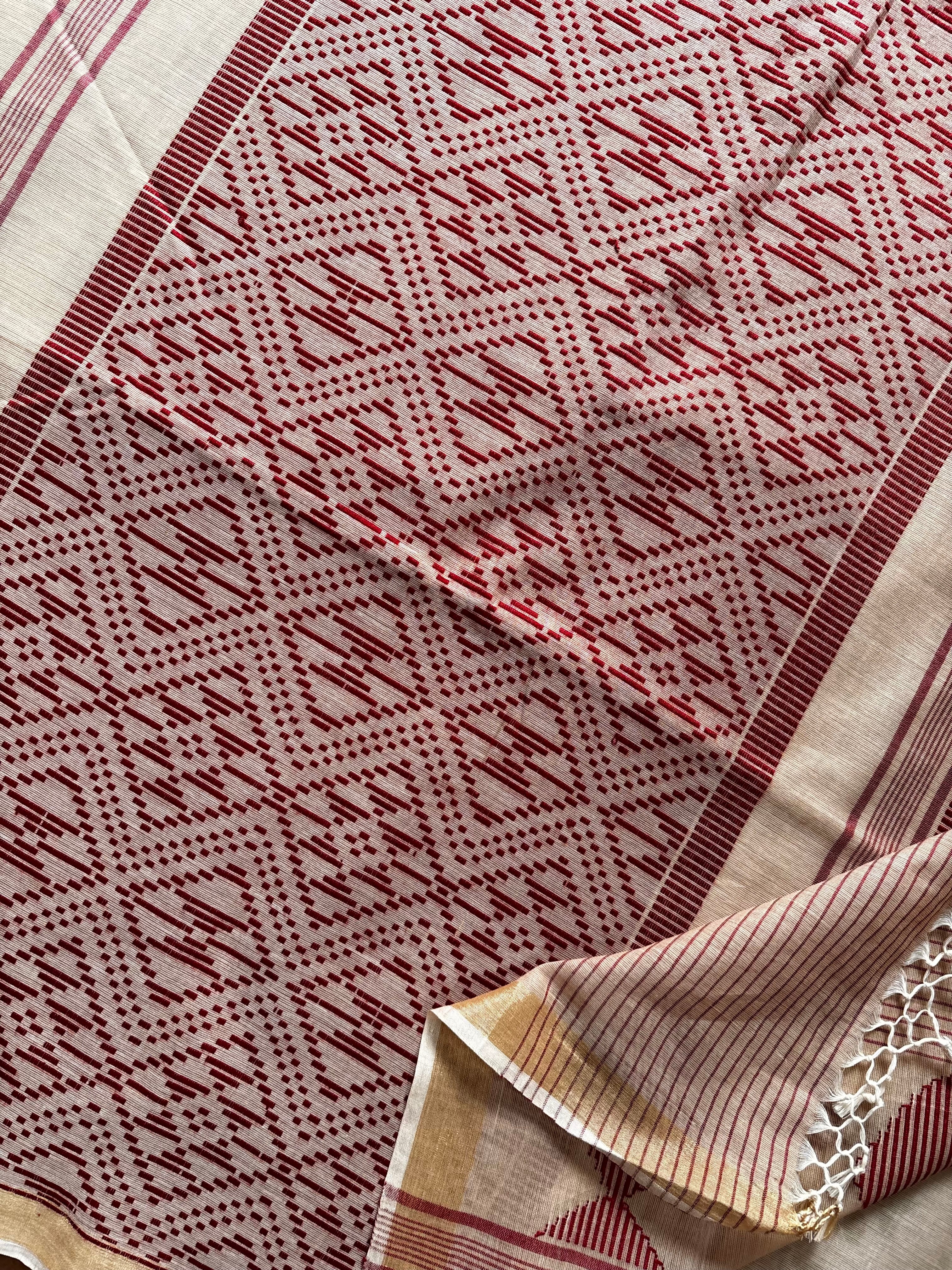 Handwoven Light Beige Colour Phulia Cotton Saree