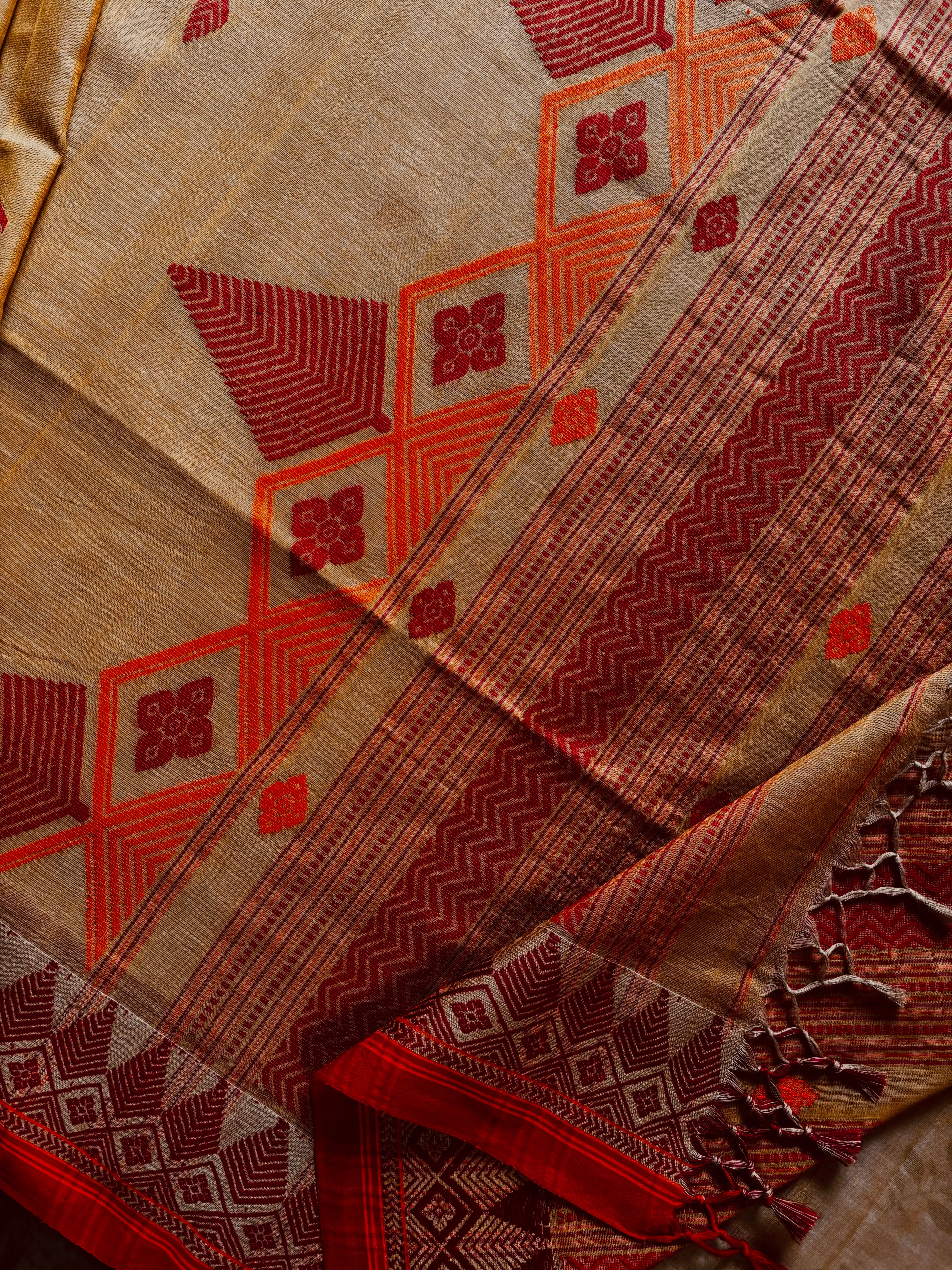 Handwoven Mustard Colour Phulia Cotton Saree