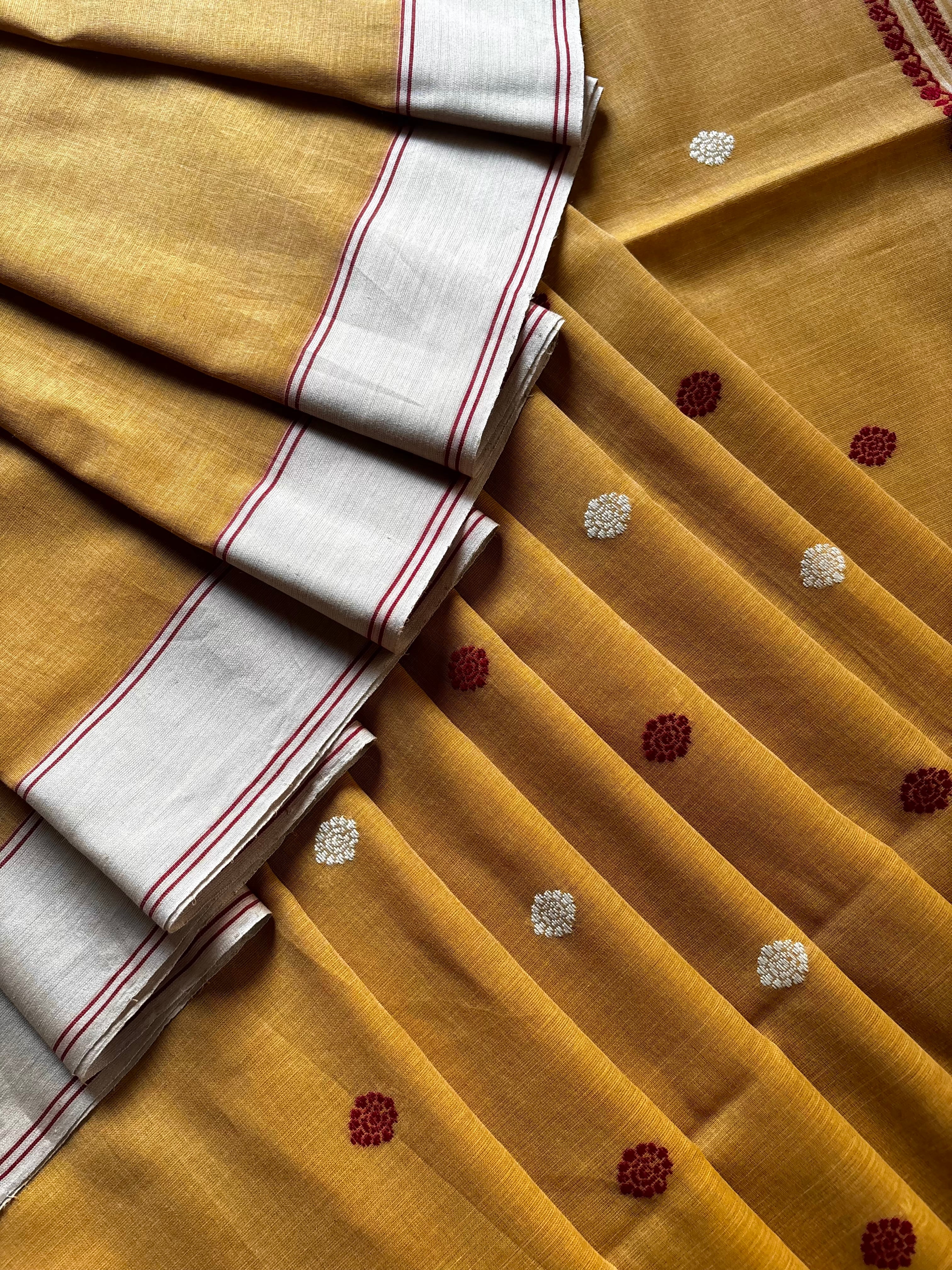 Handwoven Mustard Colour Phulia Cotton Saree