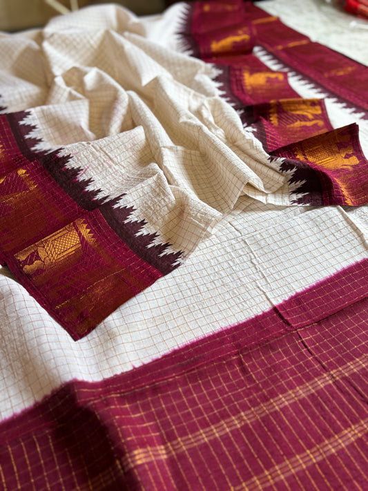 Madurai Sungudi White Cotton Saree