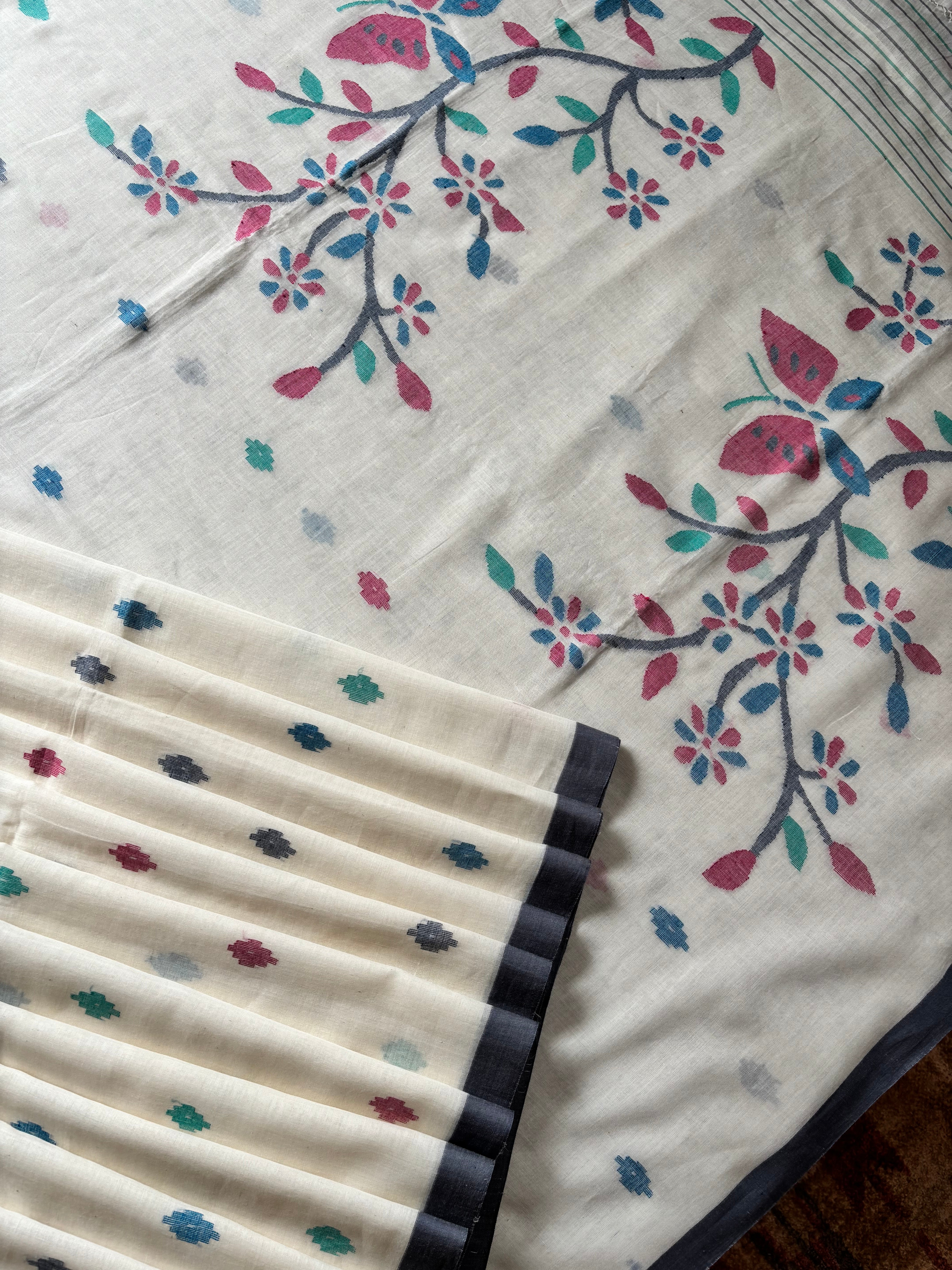 Offwhite Butterfly jamdani