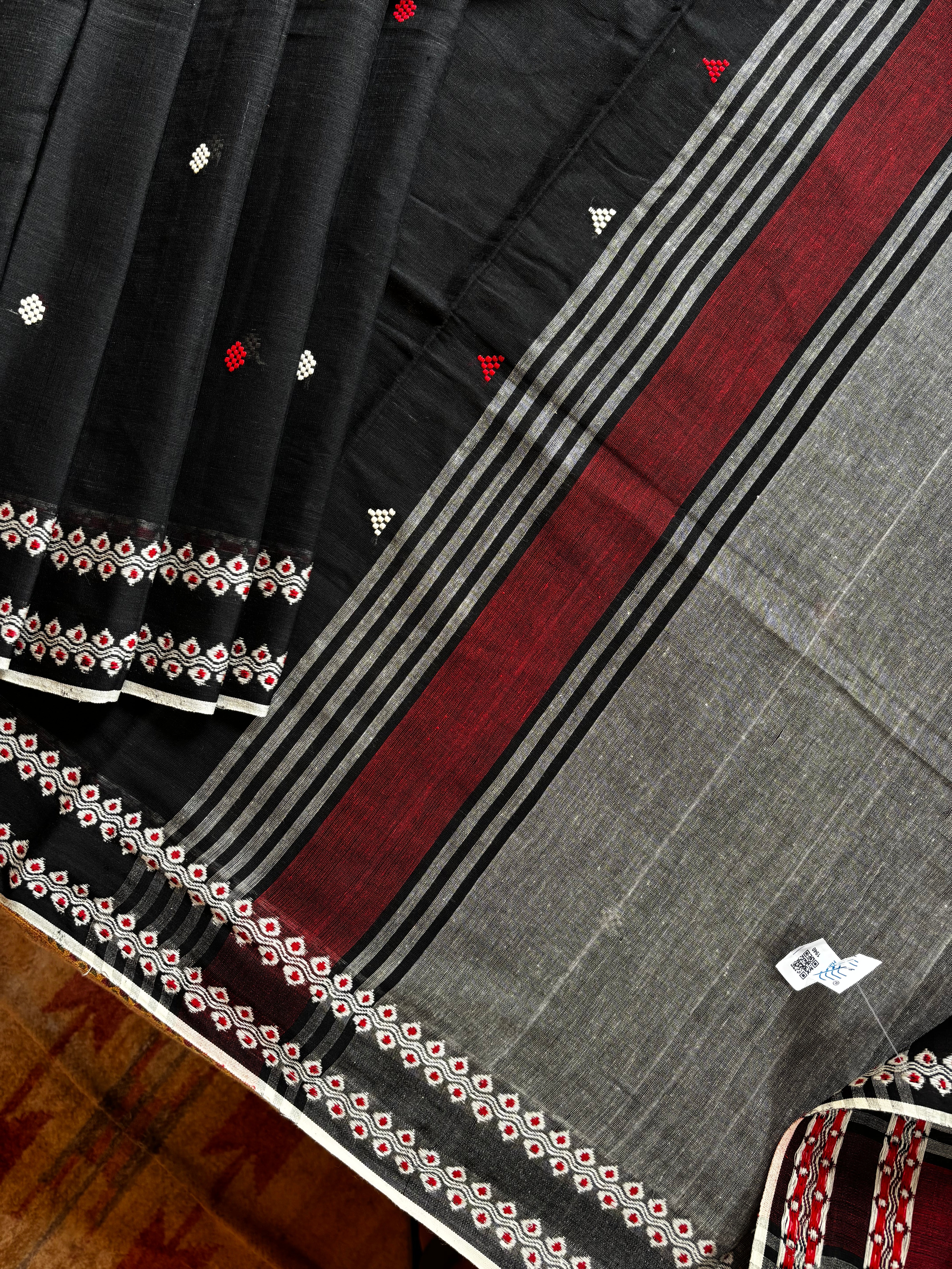 Handwoven Black Colour Begampuri Cotton Saree