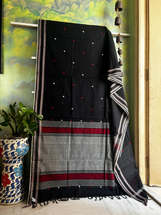 Handwoven Black Colour Begampuri Cotton Saree