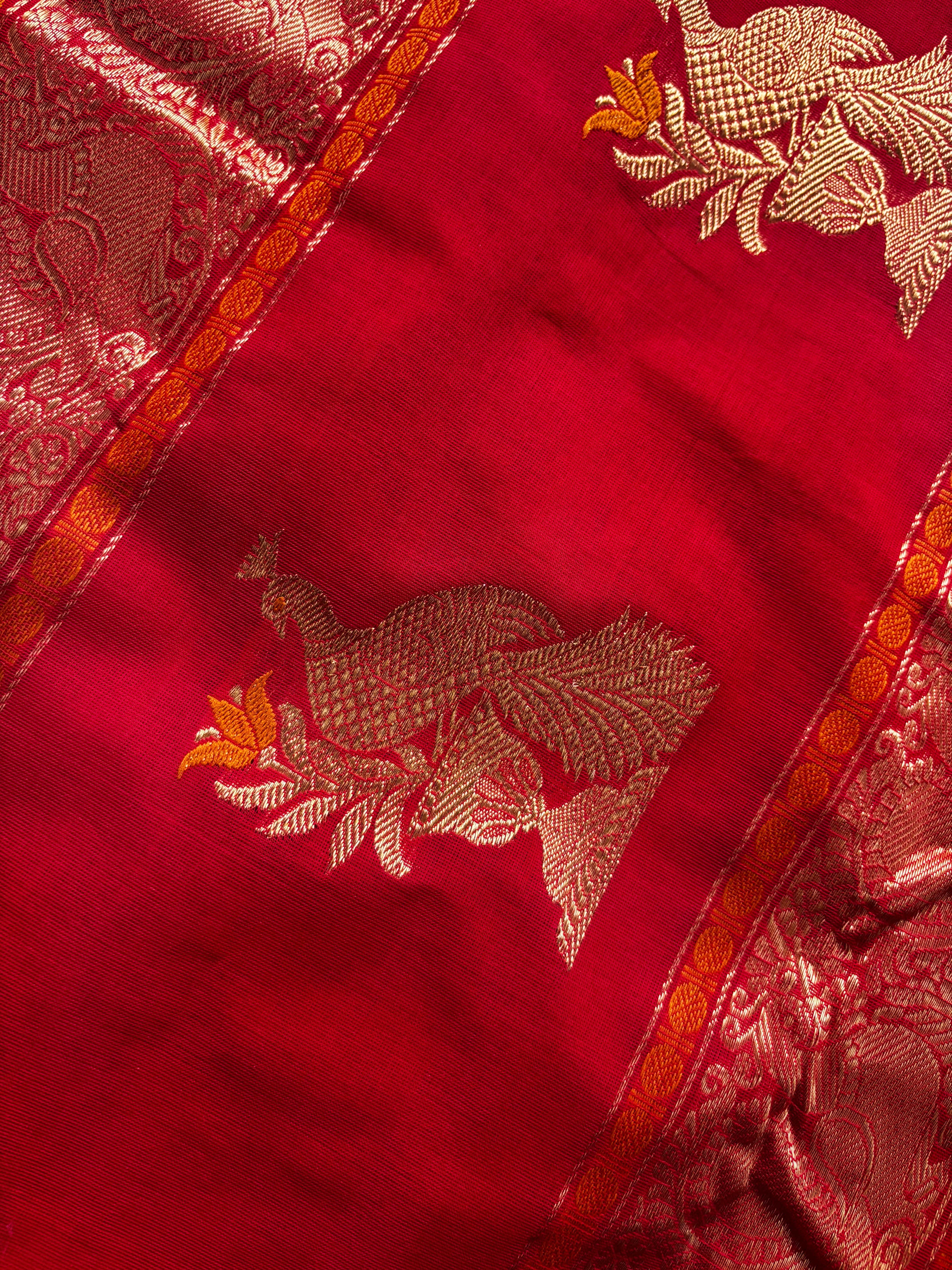 Handwoven Red Colour Kanchipuram Cotton Saree