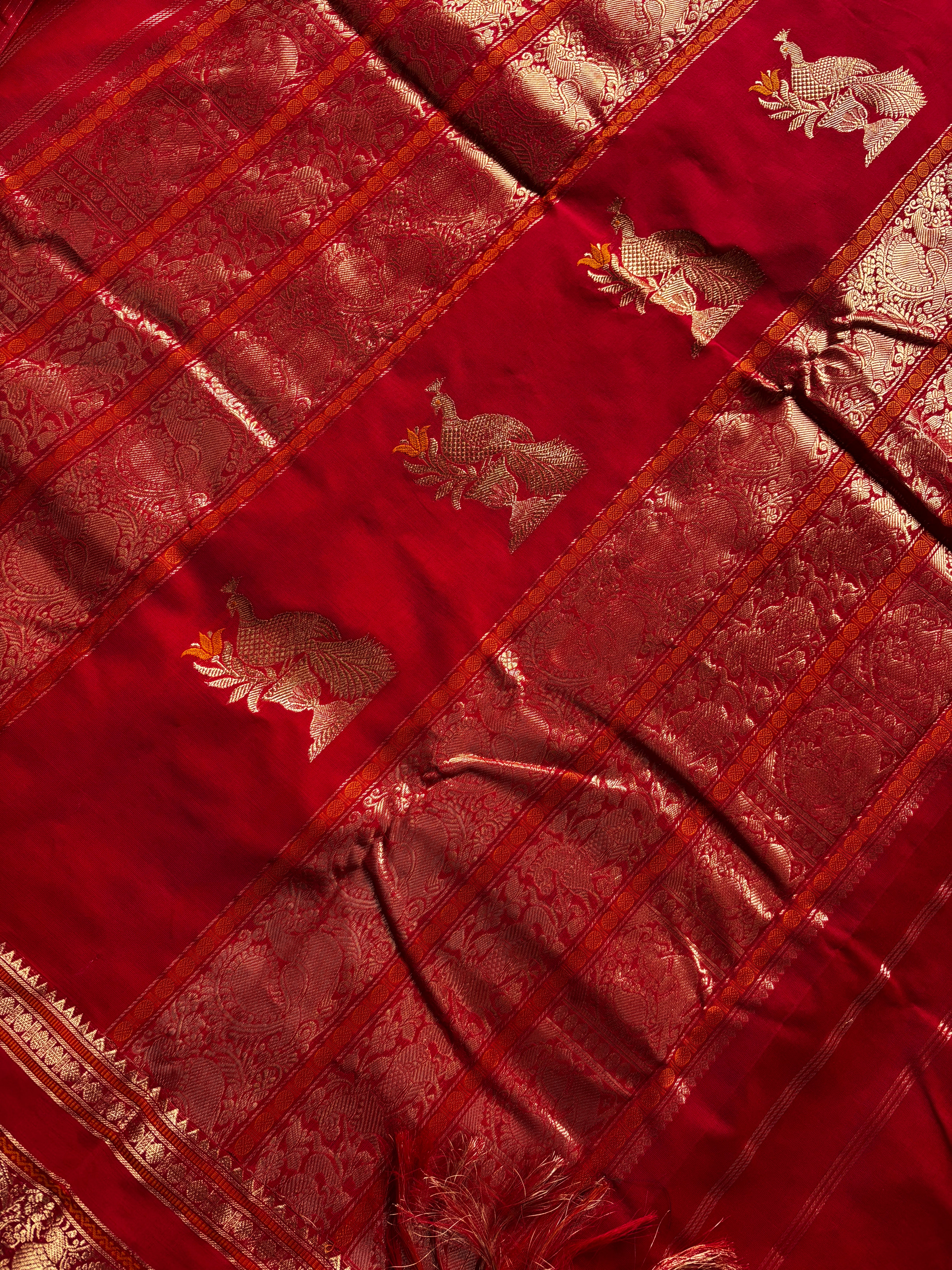 Handwoven Red Colour Kanchipuram Cotton Saree