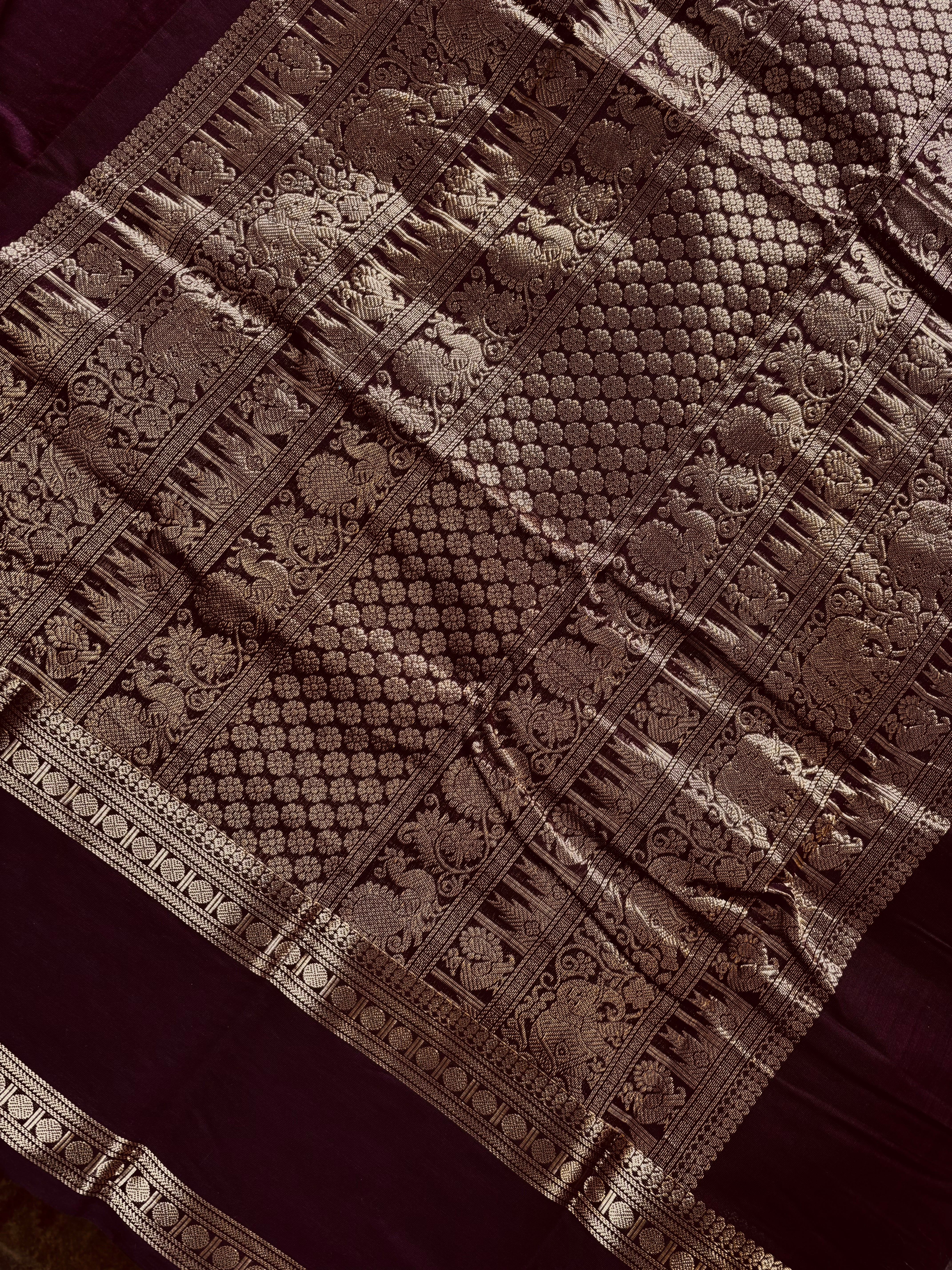 Handwoven Burgundy Colour Kanchipuram Cotton Saree