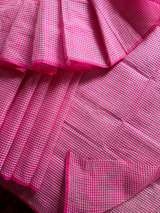 Handwoven Pink Dhonekhali Cotton Saree