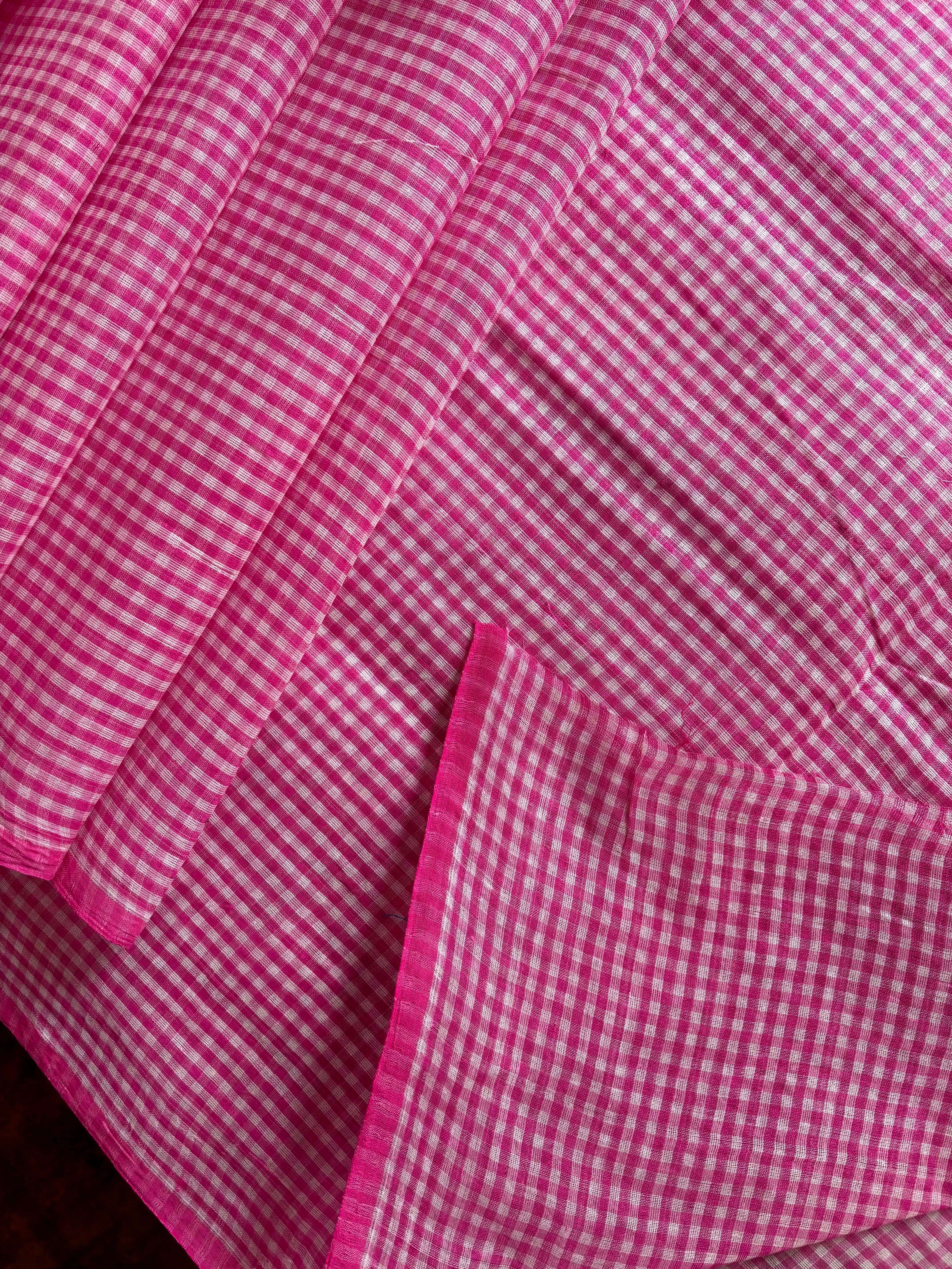 Handwoven Pink Dhonekhali Cotton Saree