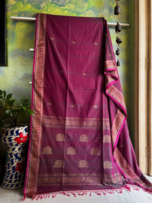 Handwoven Dual Toned Purple Colour Phulia Cotton Saree