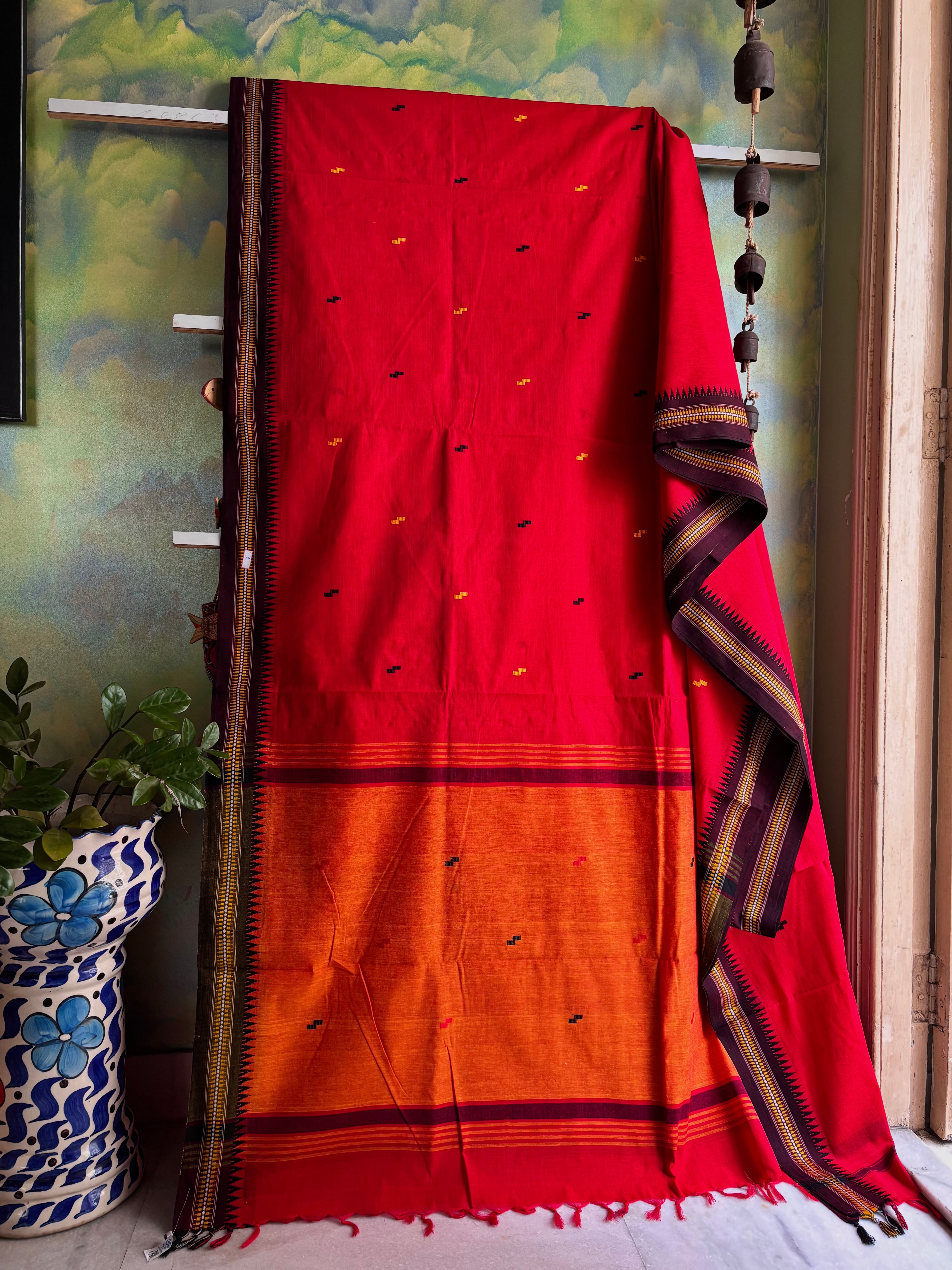 Handwoven Red Begampuri Cotton