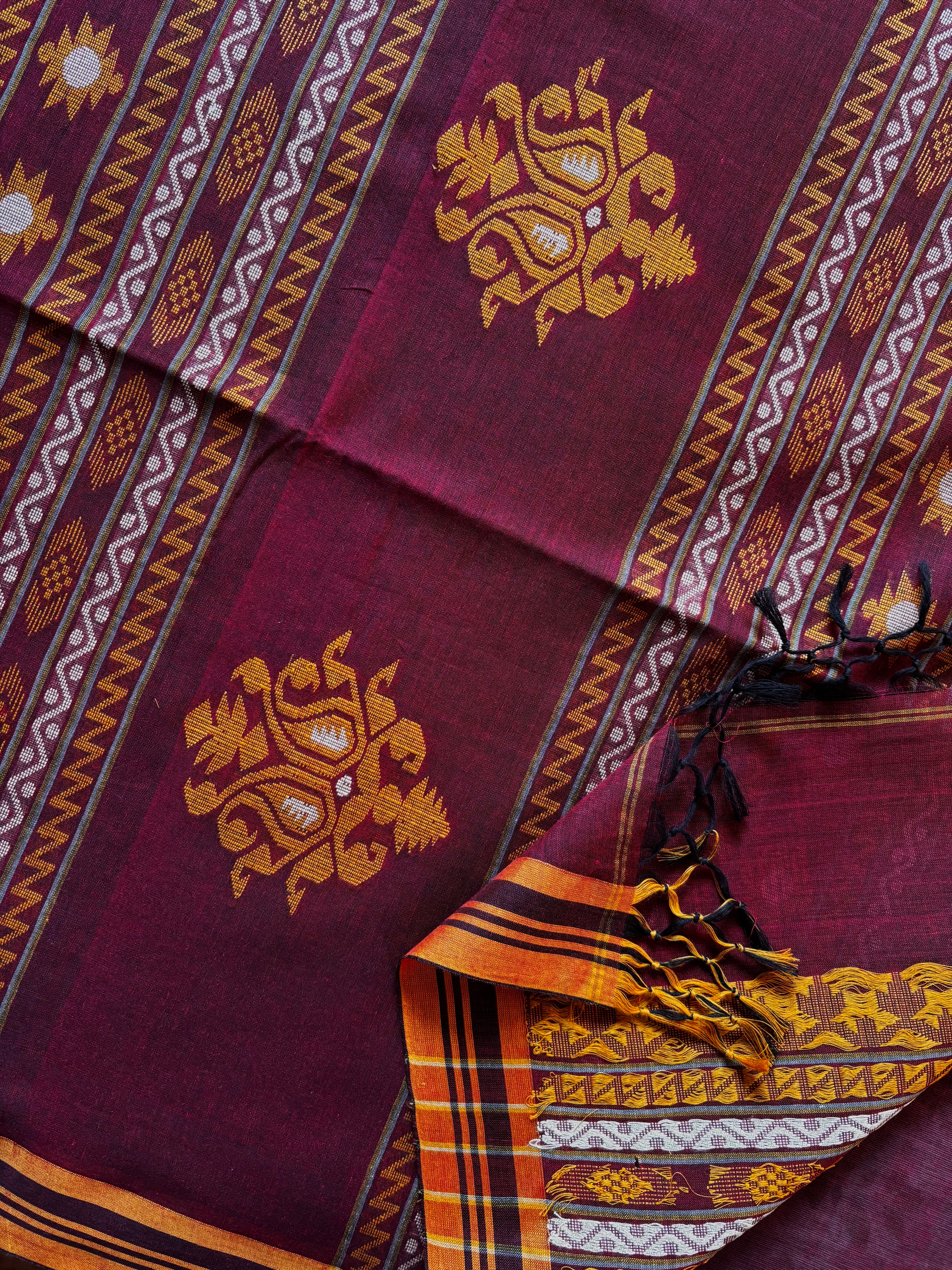 Handwoven Maroon Colour Cotton Jamdani Saree