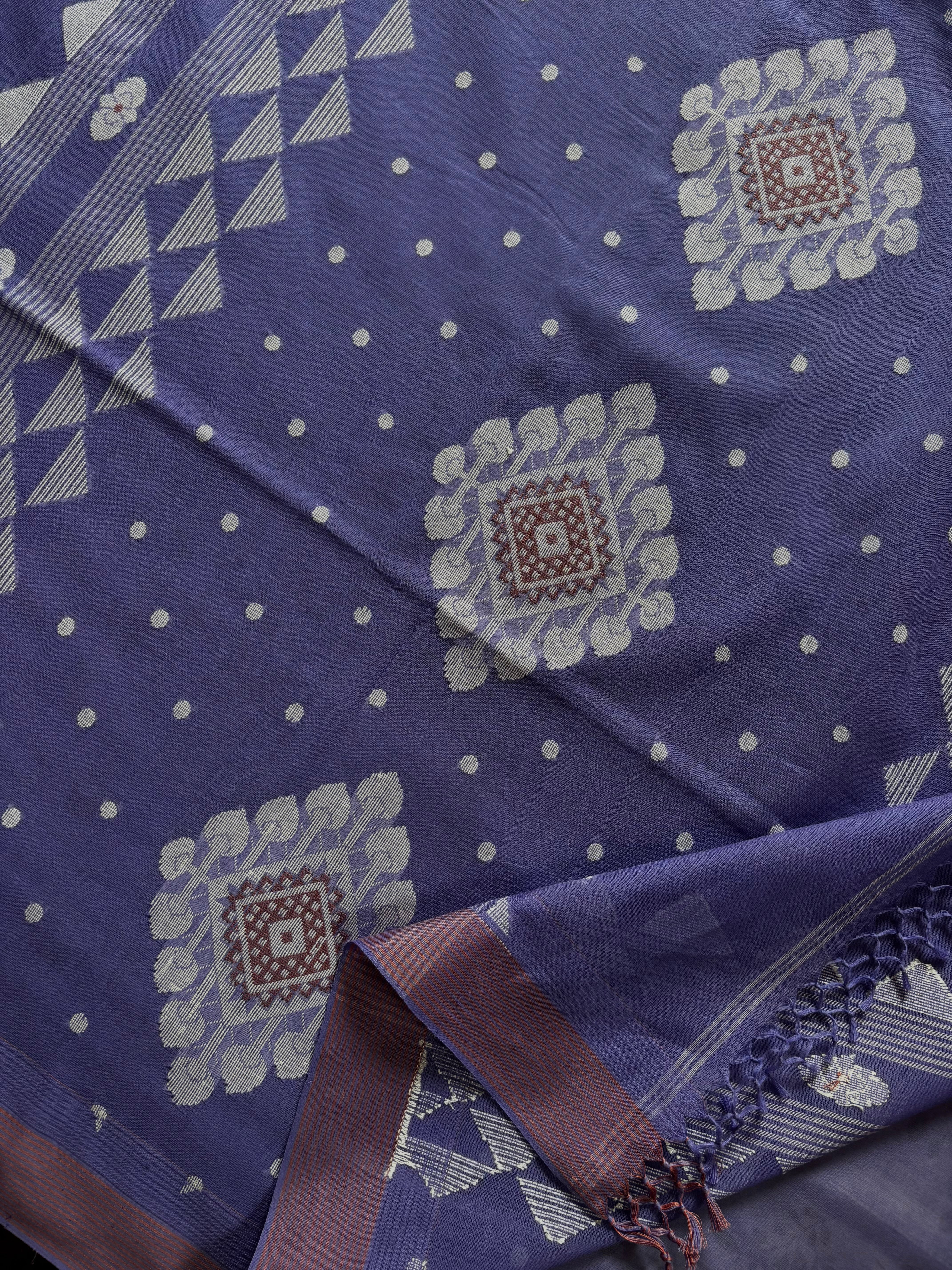 Handwoven Lavender Colour Cotton Jamdani Saree