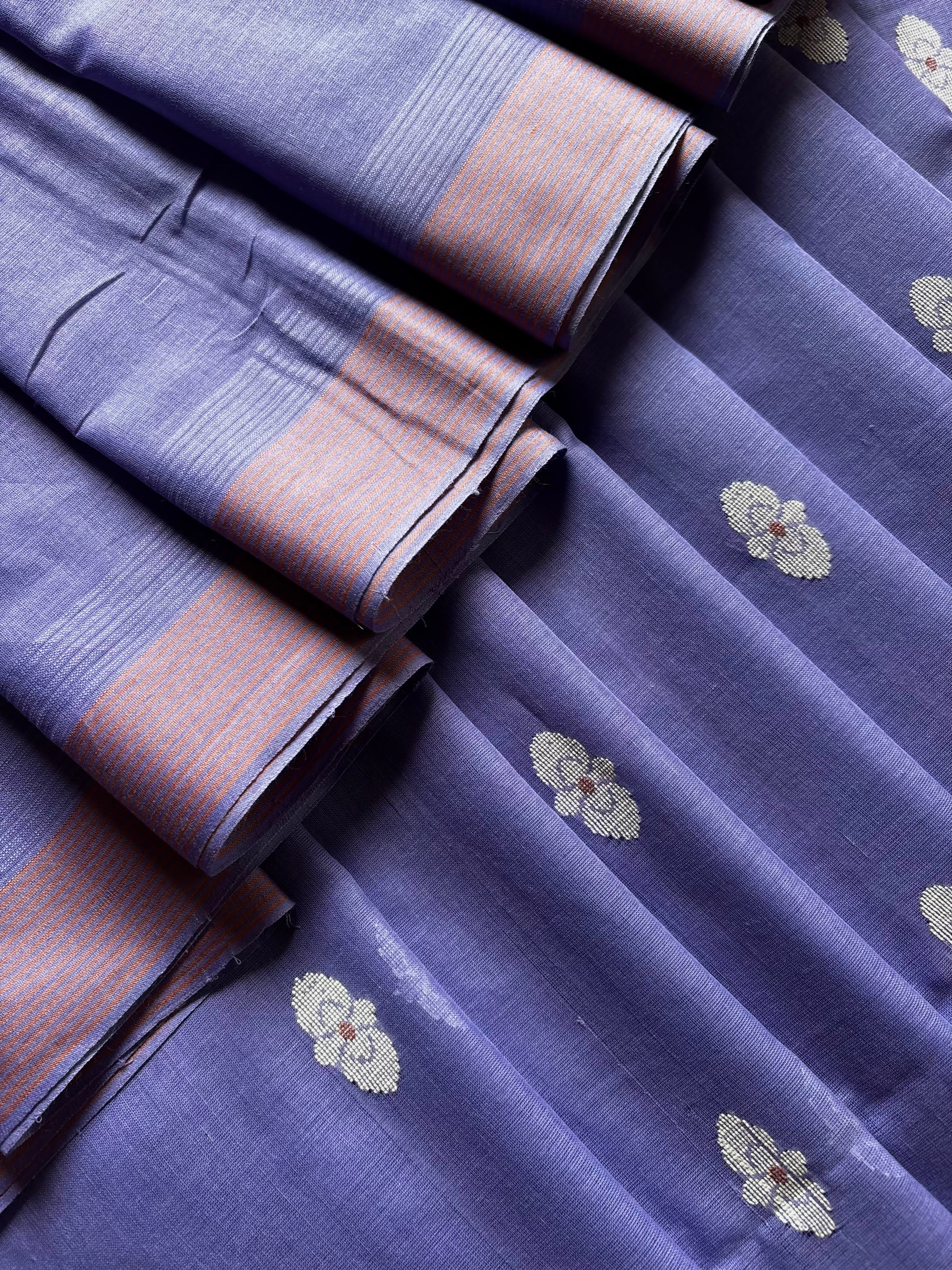 Handwoven Lavender Colour Cotton Jamdani Saree