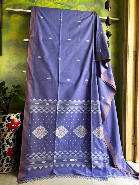 Handwoven Lavender Colour Cotton Jamdani Saree