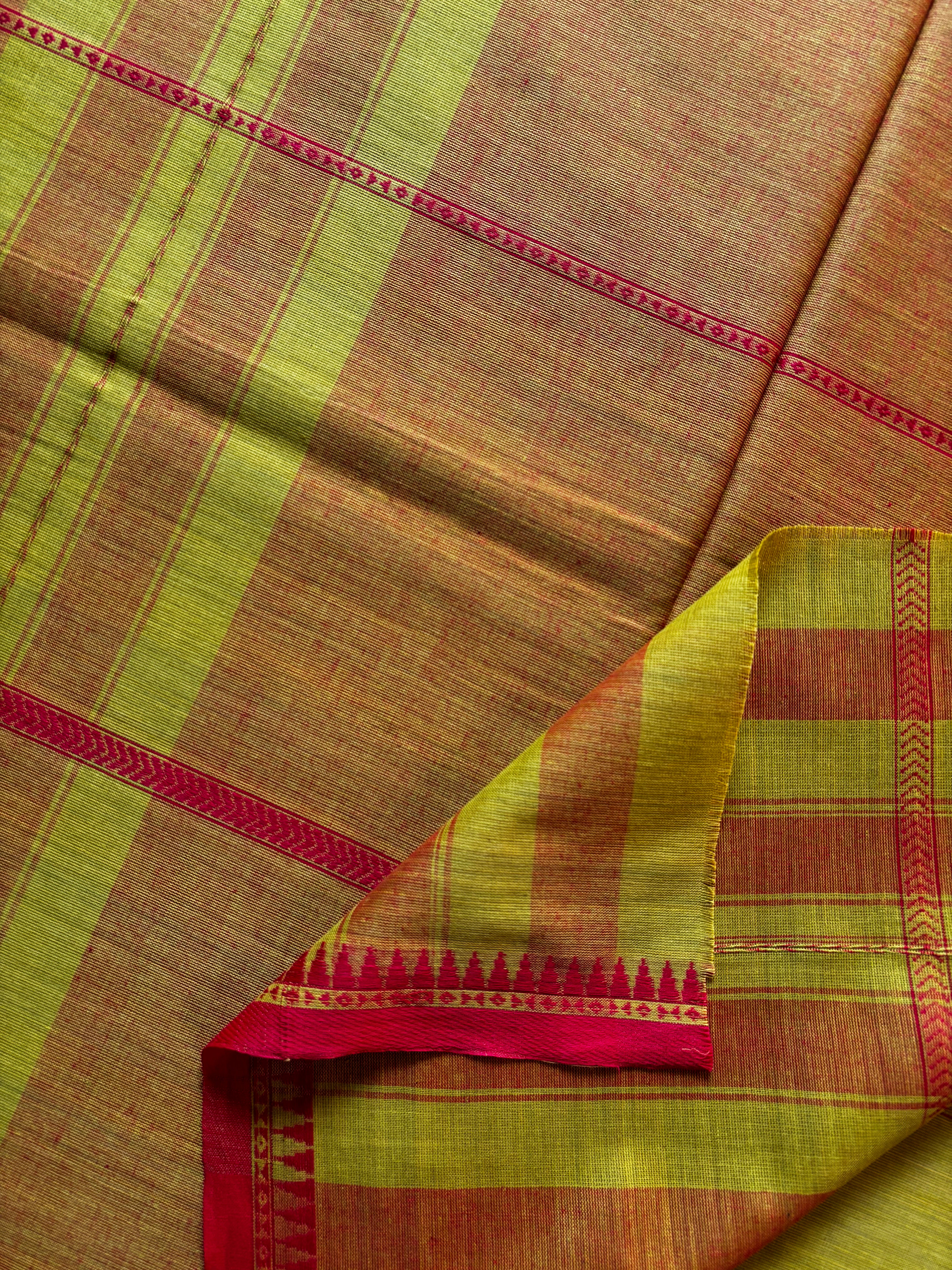 Handwoven Lime Green Pure Cotton Saree