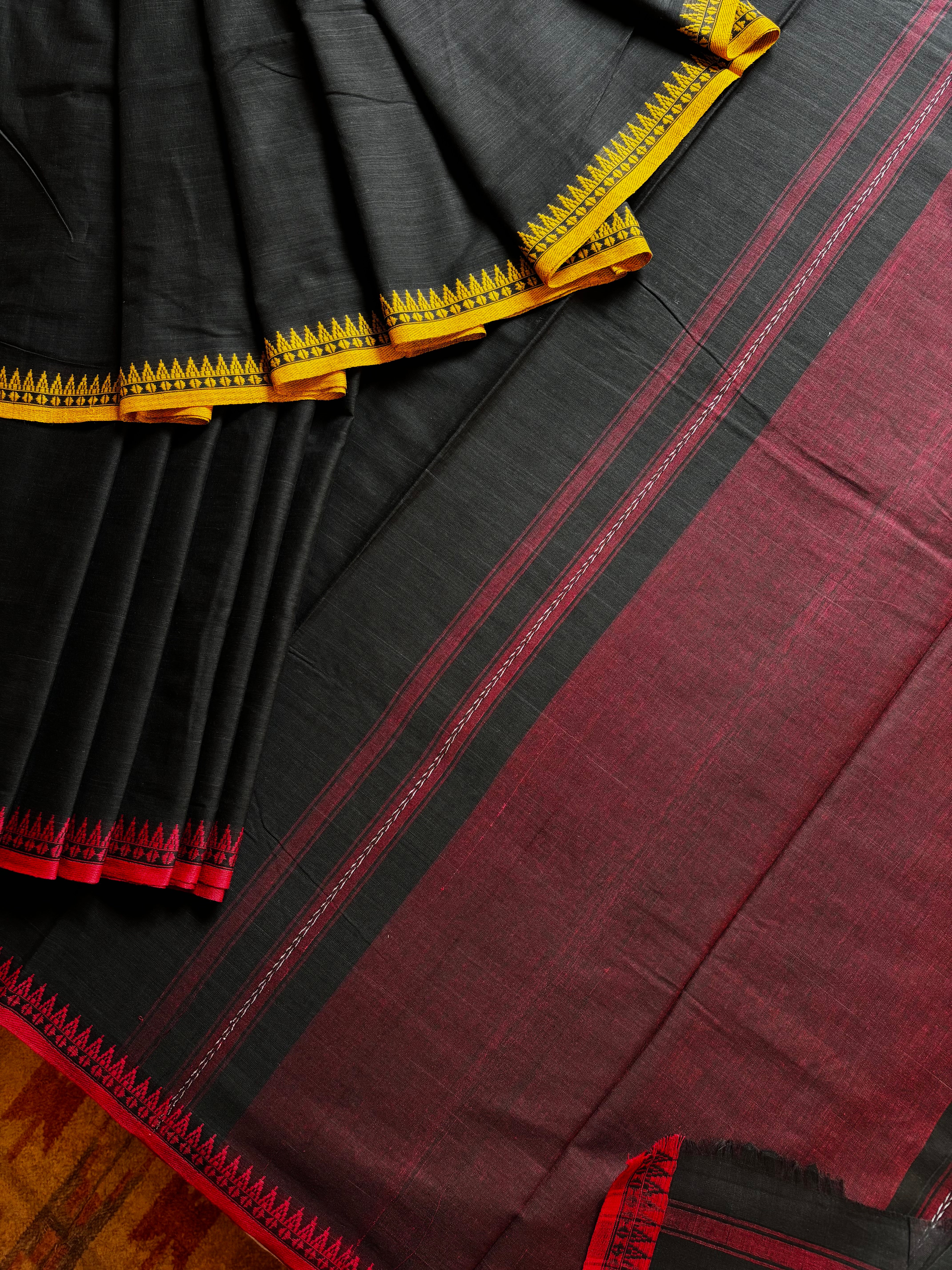 Handwoven Black Colour Pure Cotton Saree