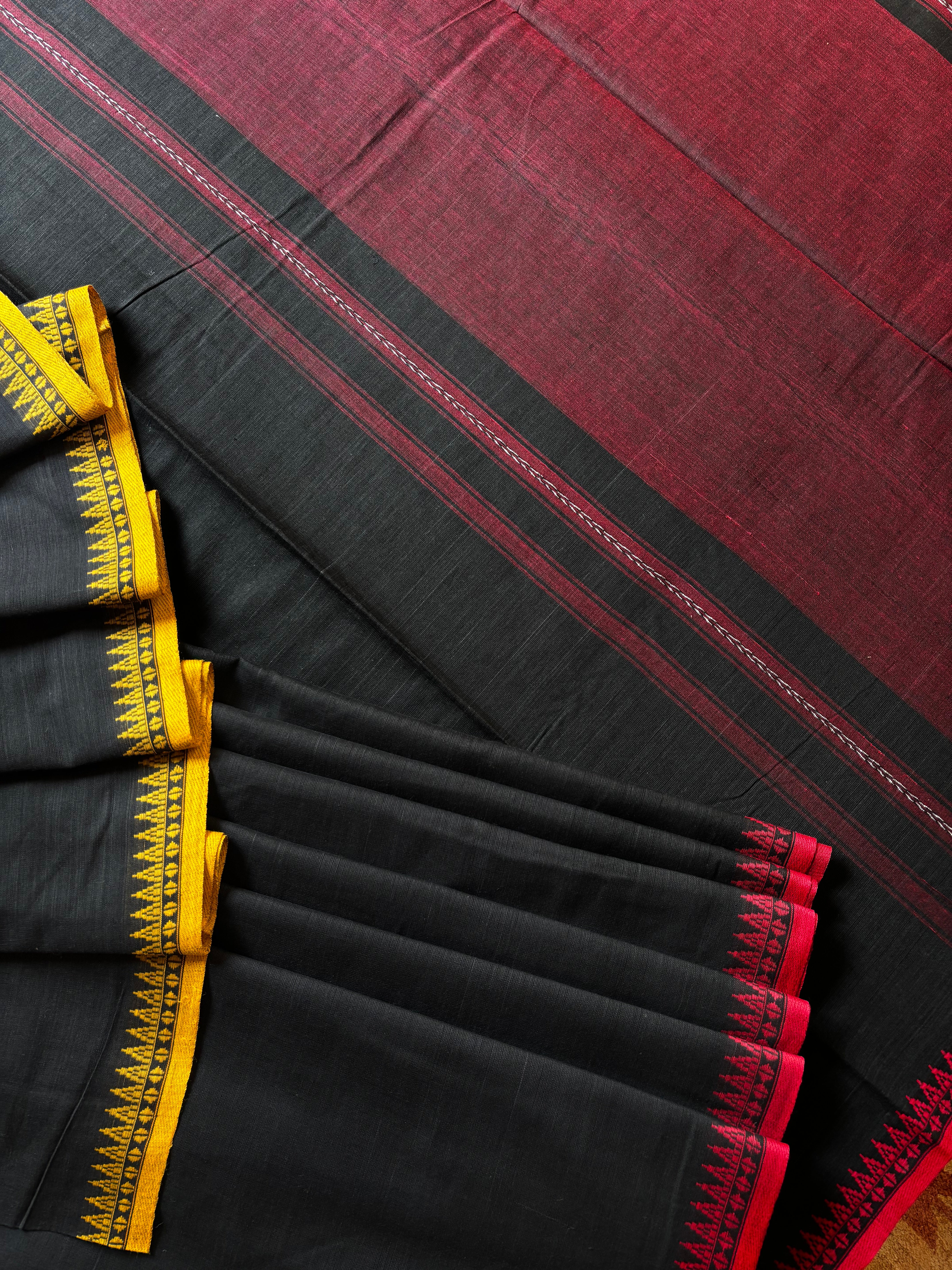Handwoven Black Colour Pure Cotton Saree