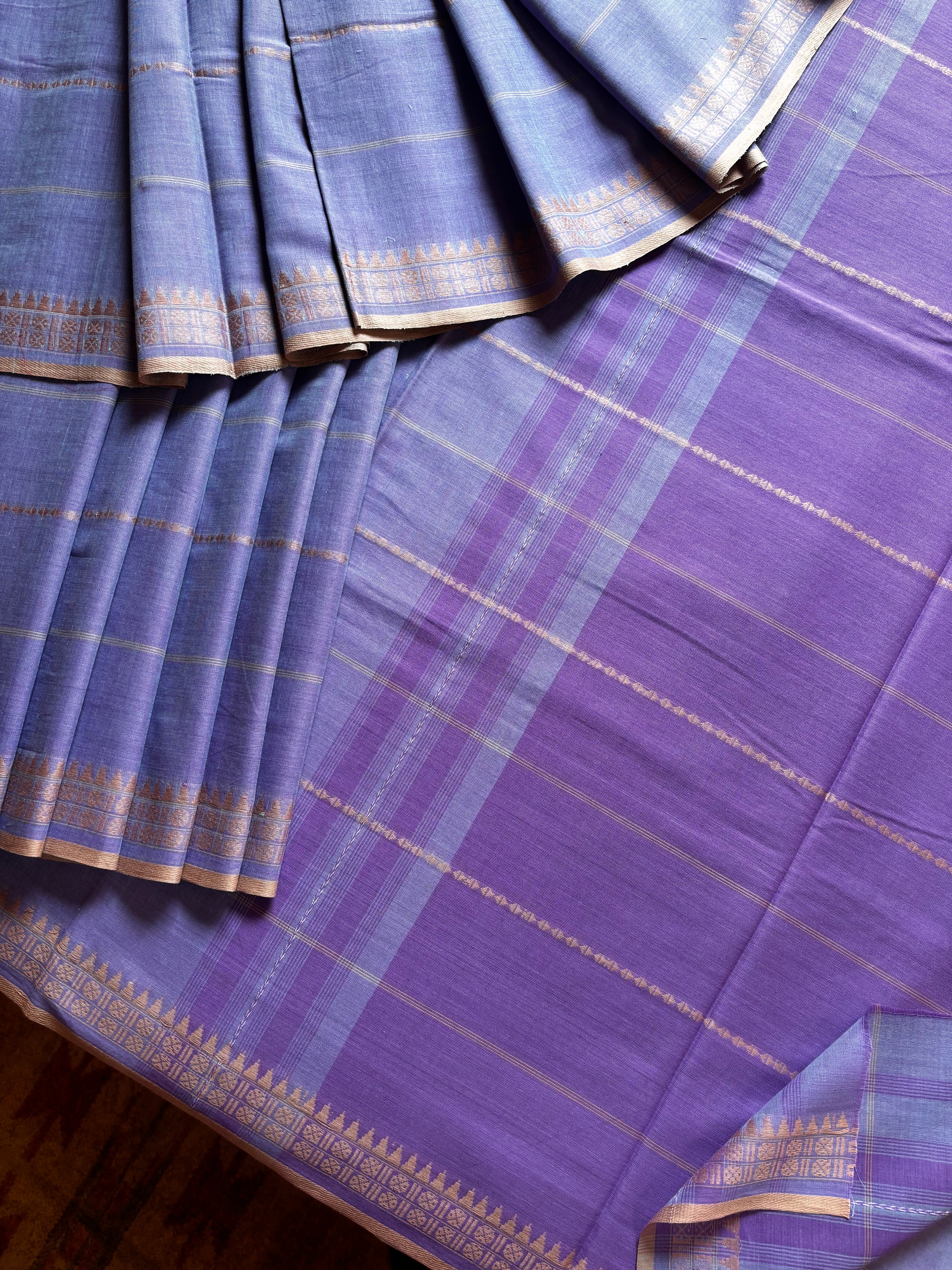 Handwoven Lavender Colour Pure Cotton Saree