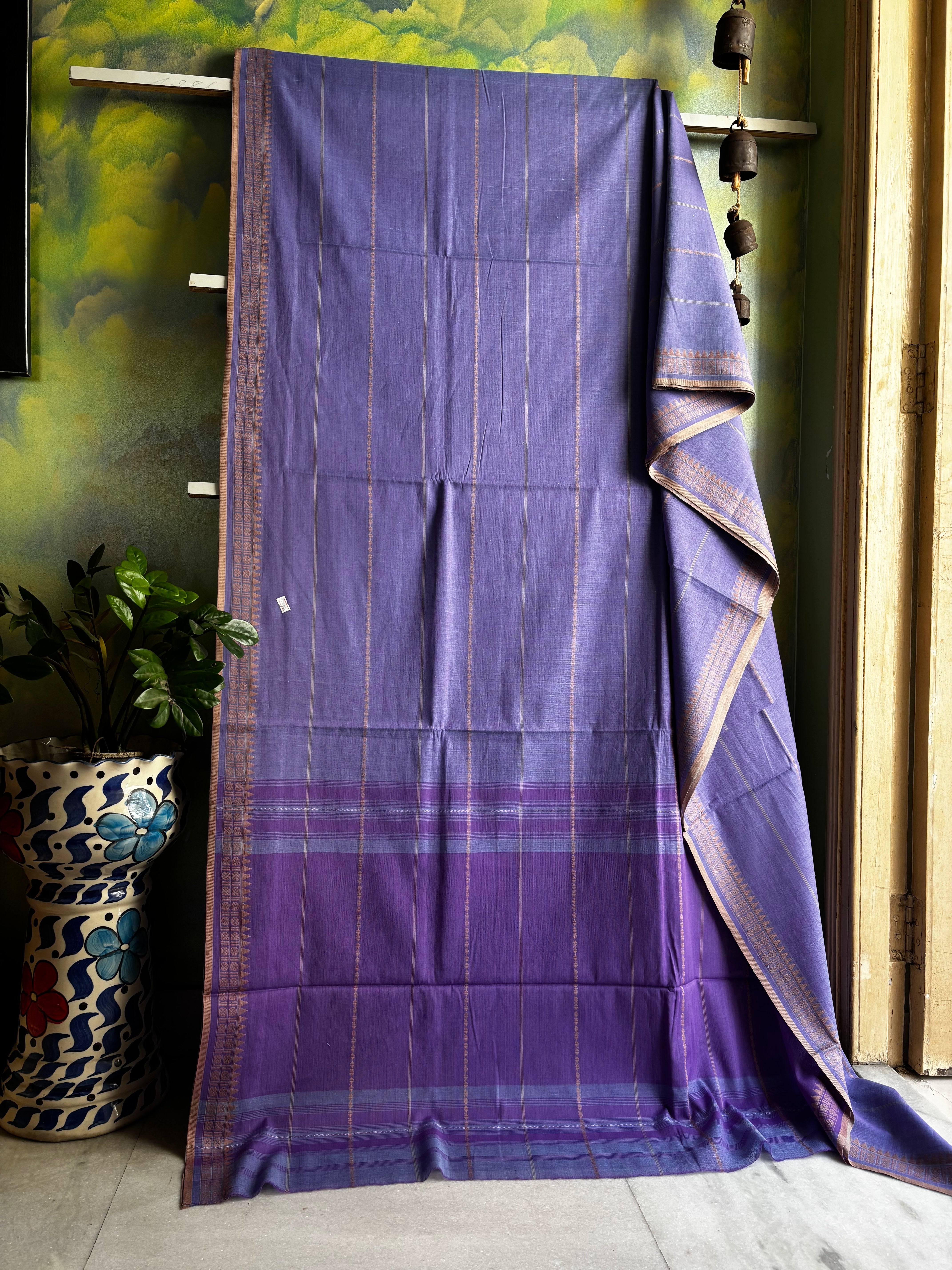Handwoven Lavender Colour Pure Cotton Saree