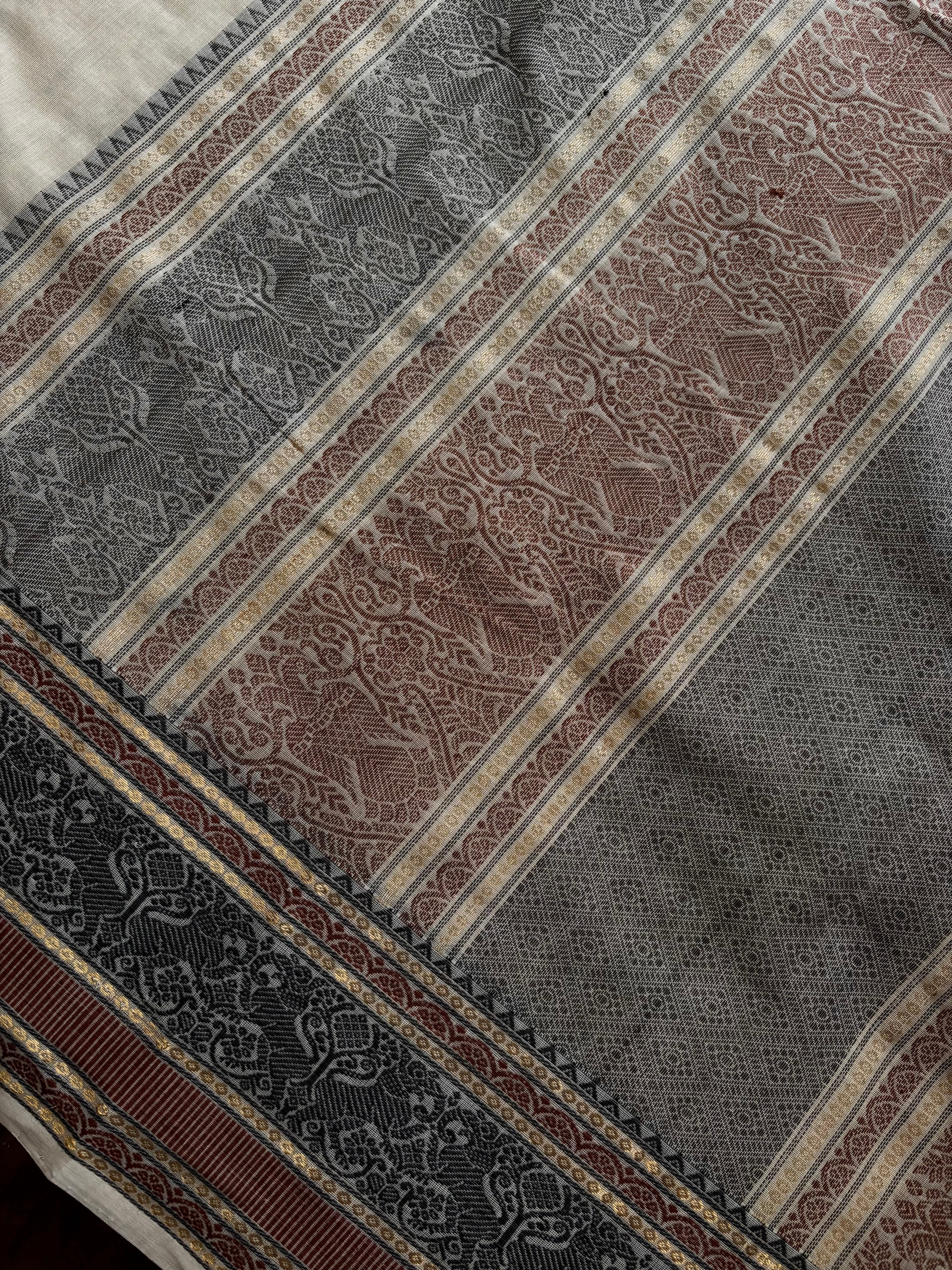 Handwoven Chandan Colour Cotton Kanchipuram Saree