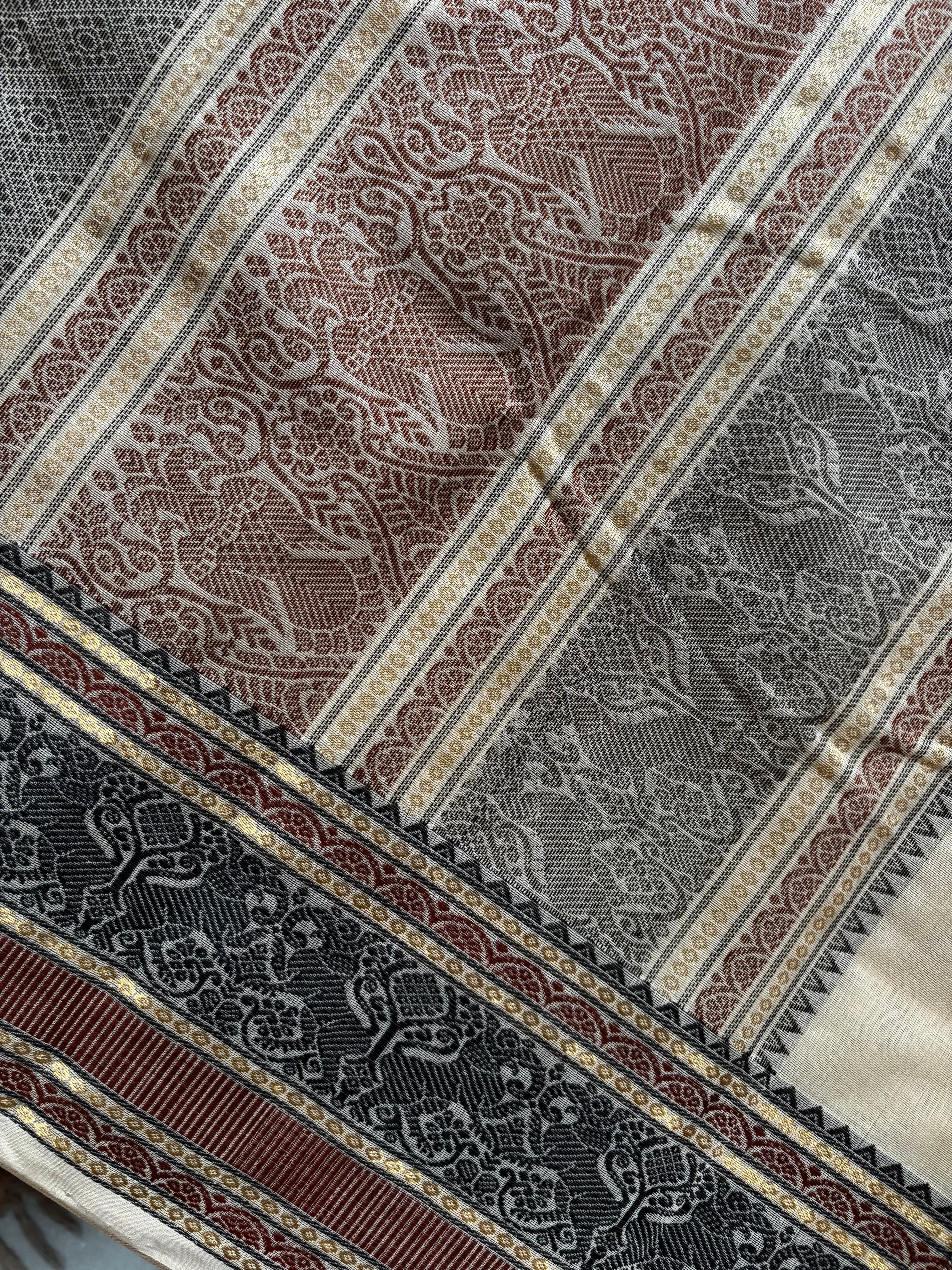Handwoven Chandan Colour Cotton Kanchipuram Saree