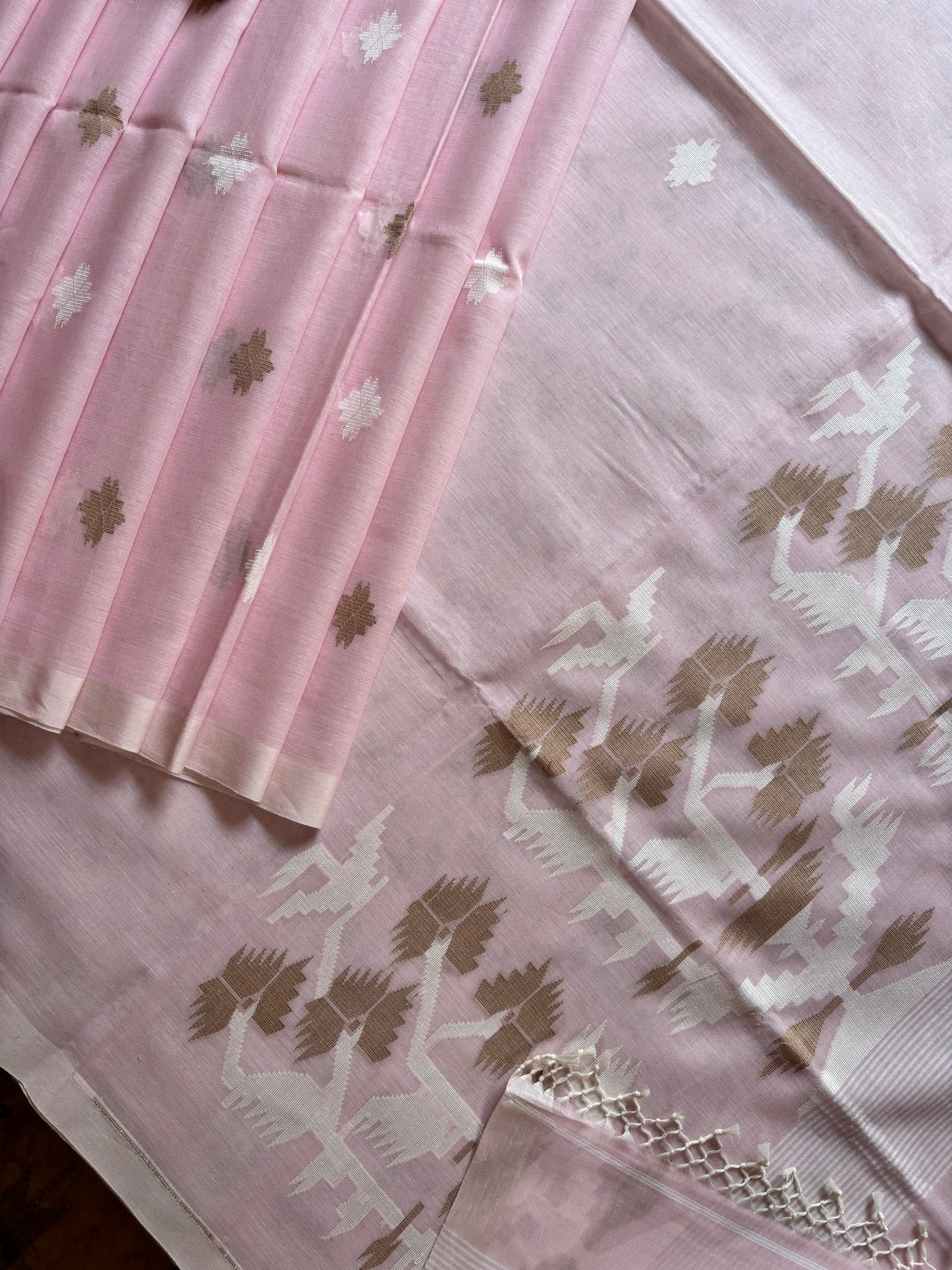 Baby Pink Cotton Jamdani