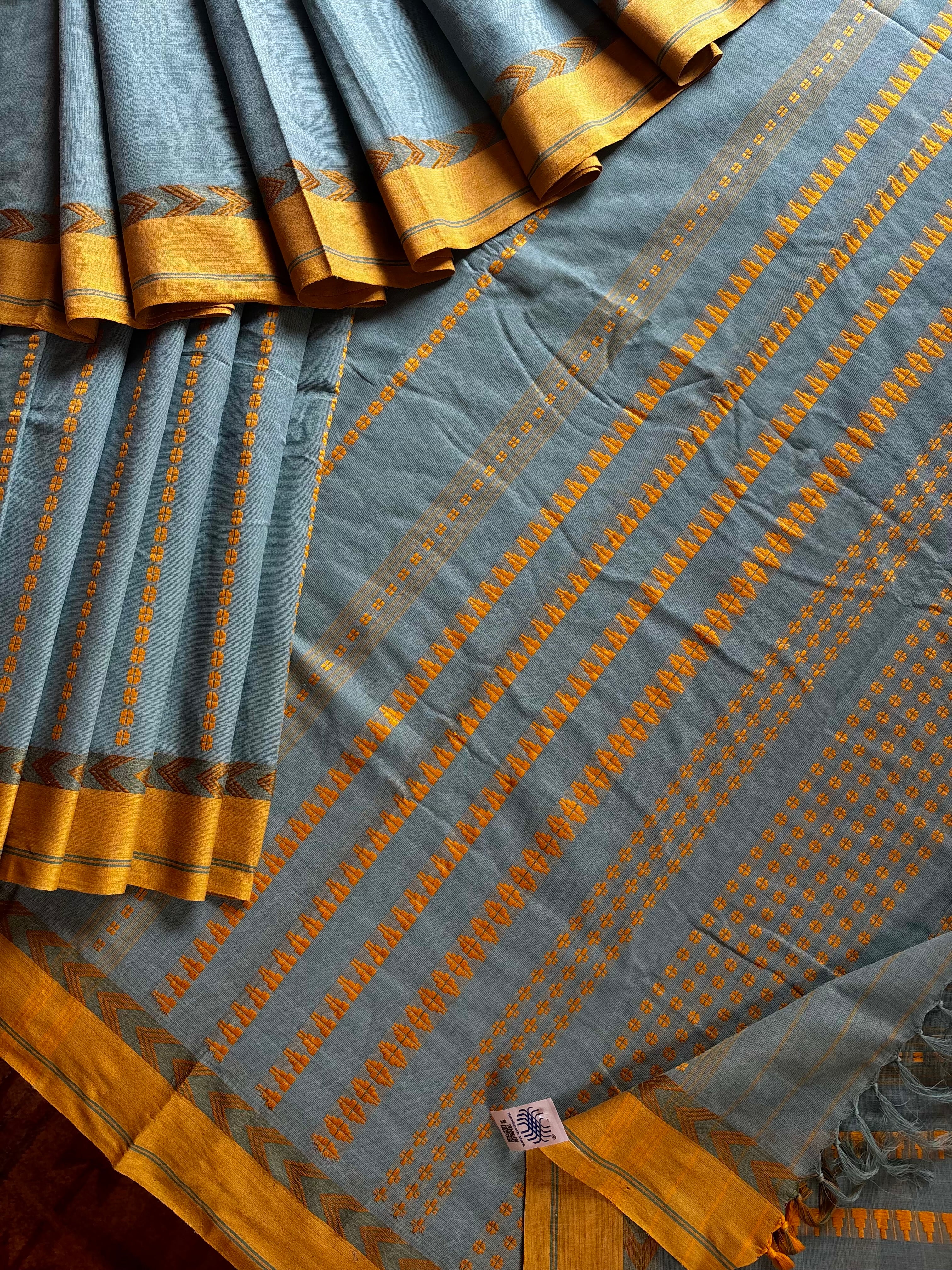 Handwoven Dusty Aqua Blue Begampuri Cotton