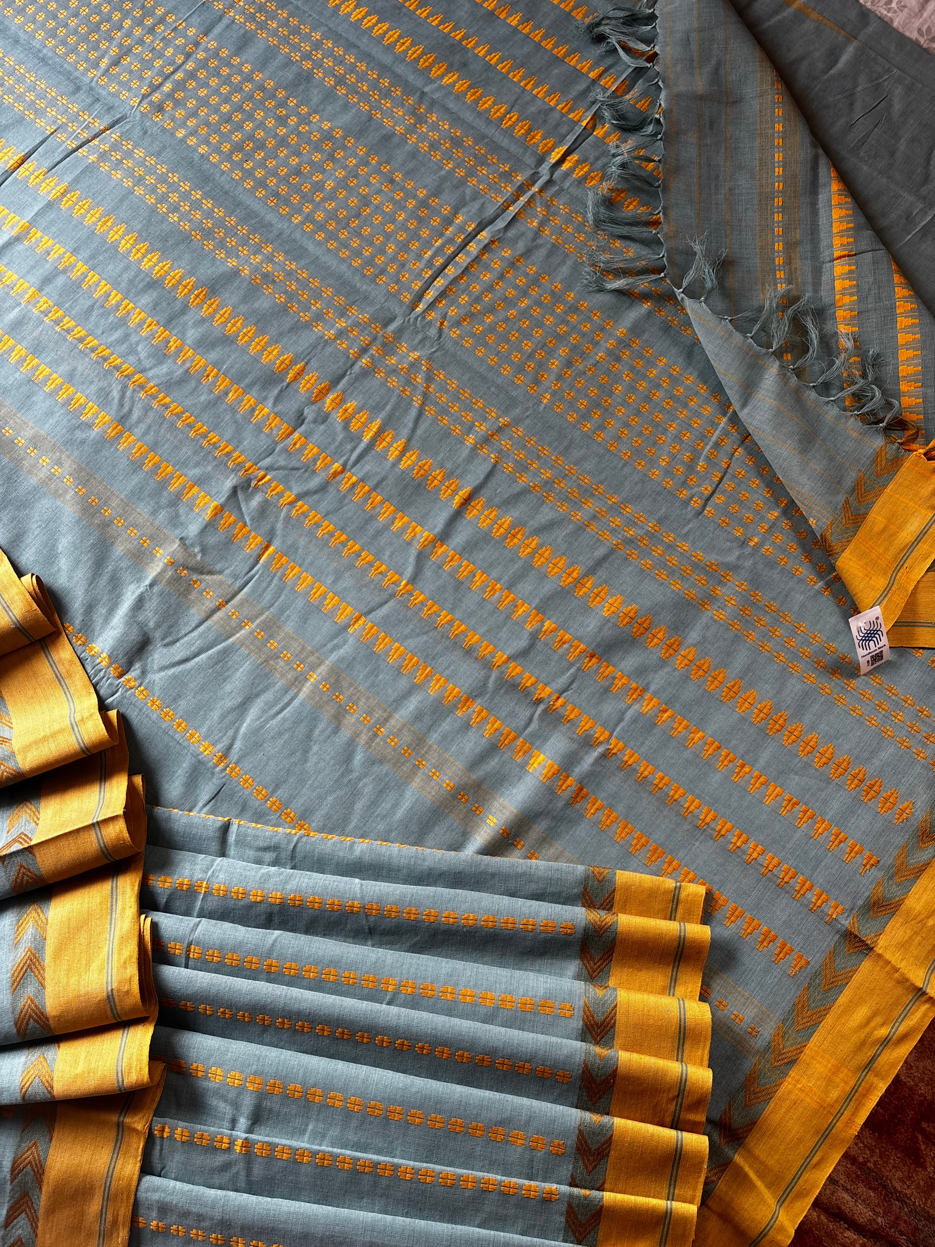 Handwoven Dusty Aqua Blue Begampuri Cotton