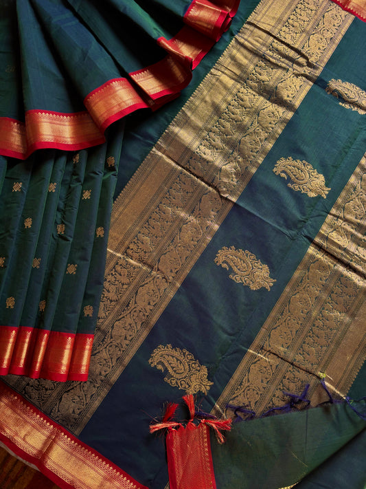 Hanwoven Peacock Kanchi Cotton
