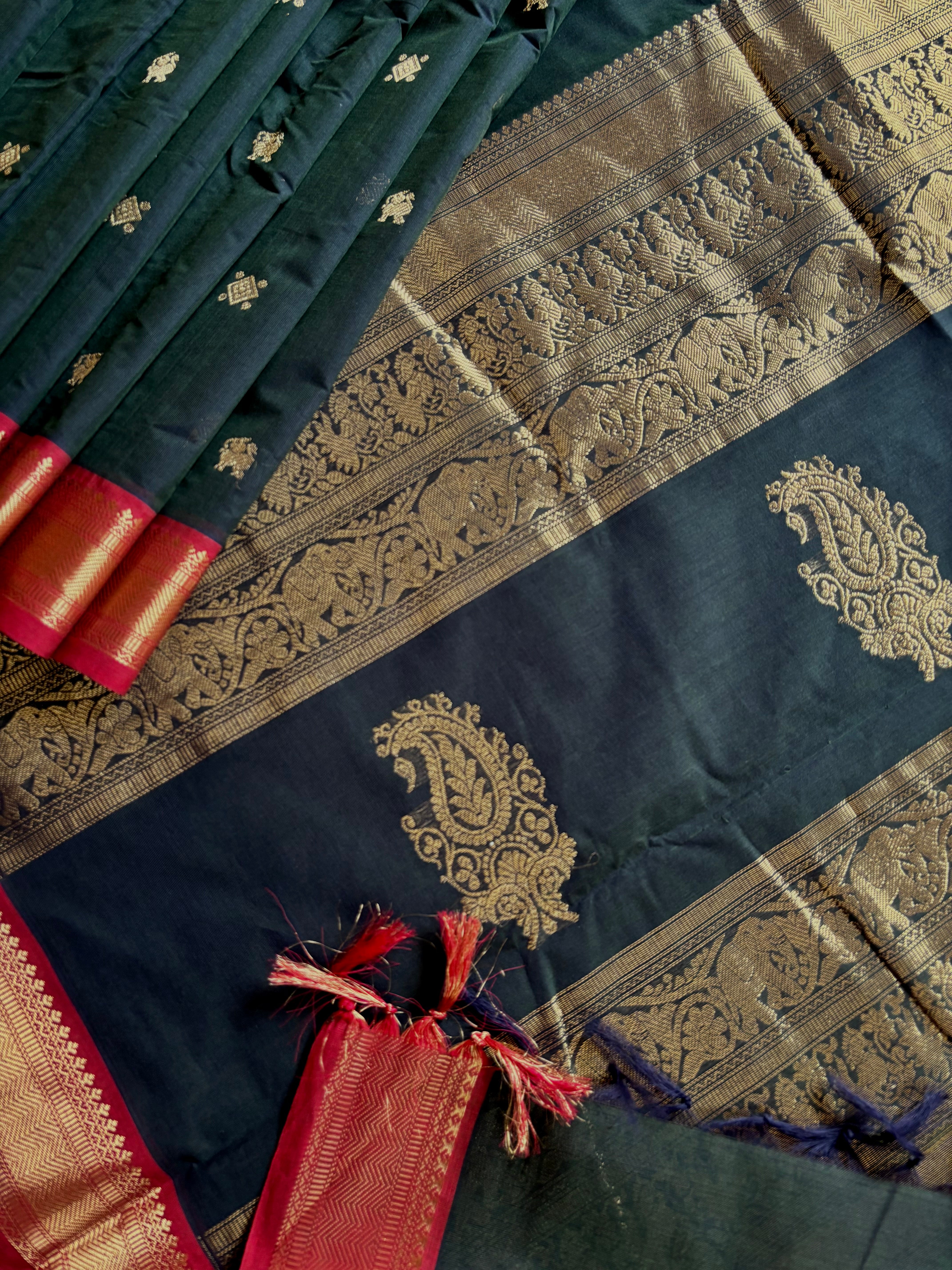 Hanwoven Peacock Kanchi Cotton