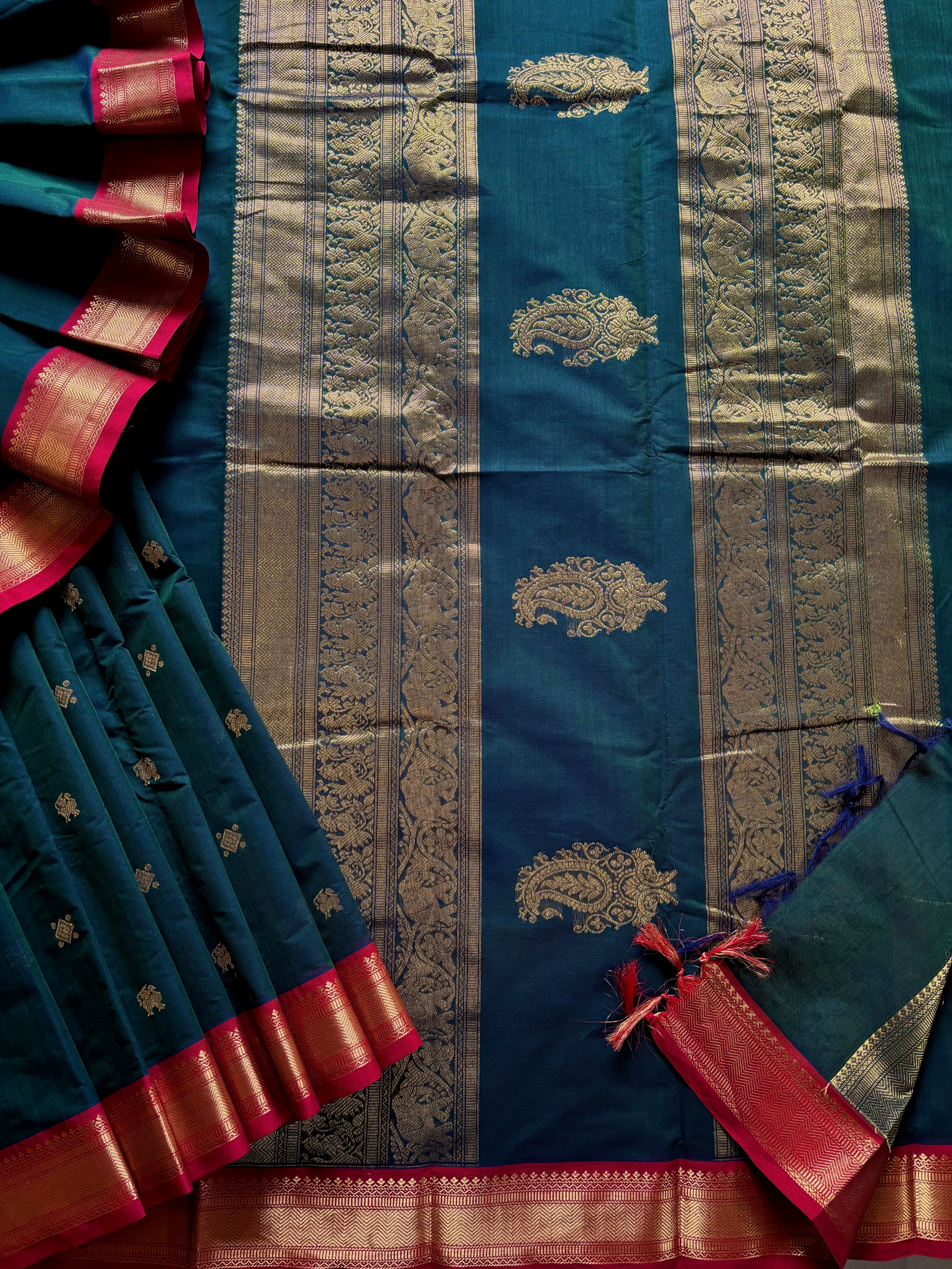 Hanwoven Peacock Kanchi Cotton