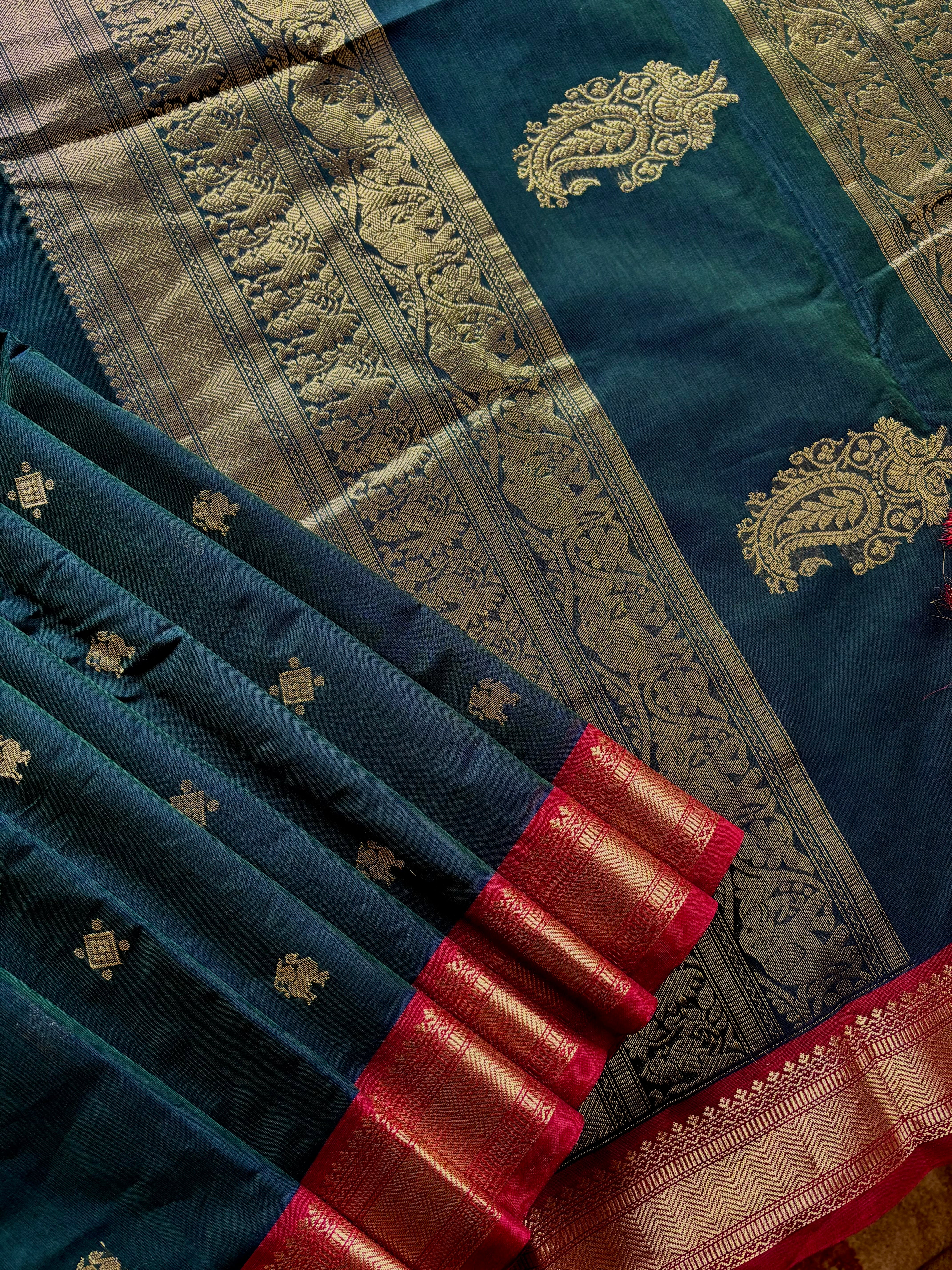 Hanwoven Peacock Kanchi Cotton