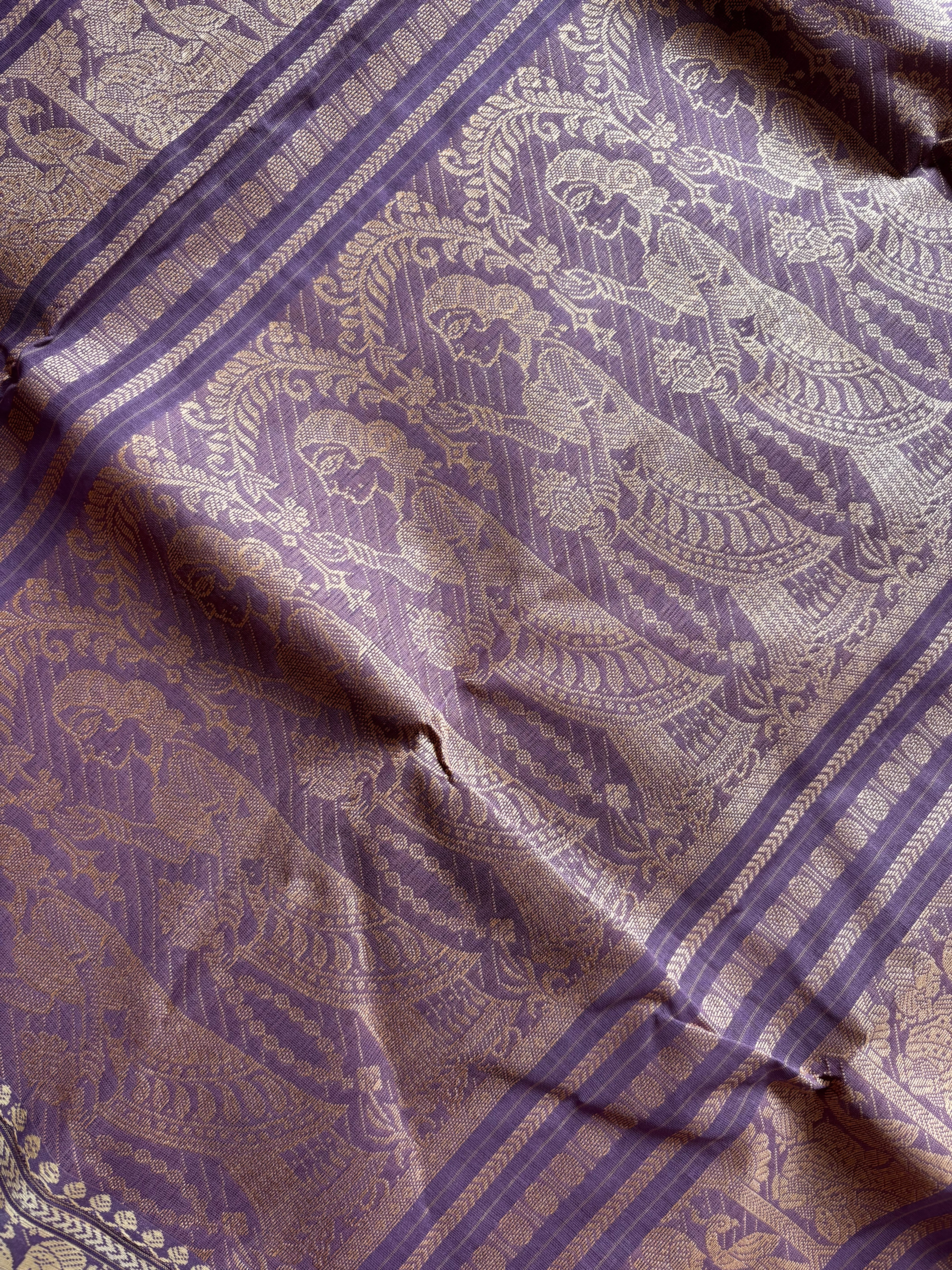 Handwoven Mauve Colour Cotton Baluchari Saree