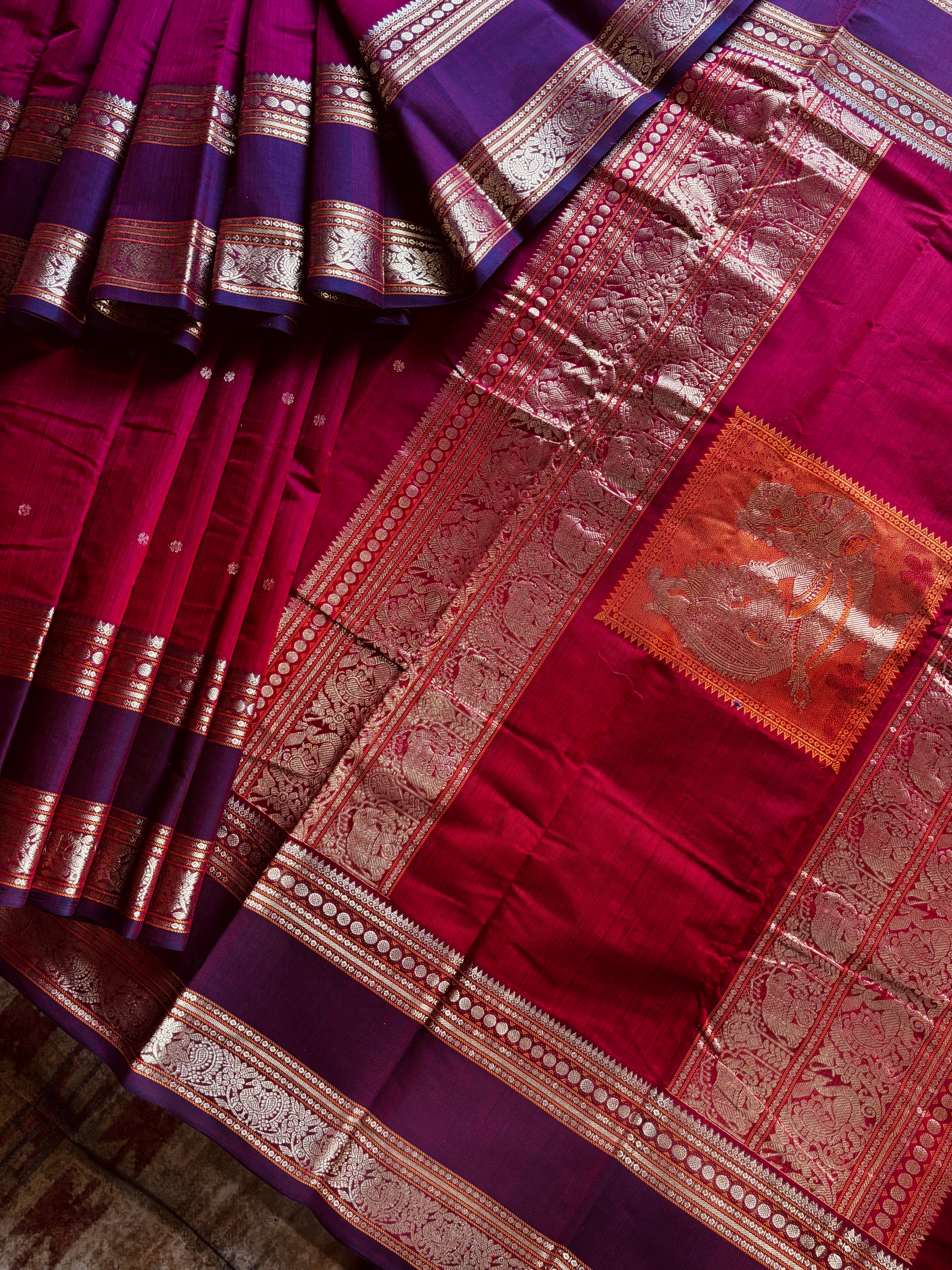 Handwoven Maroon Colour Kanchipuram Cotton Saree
