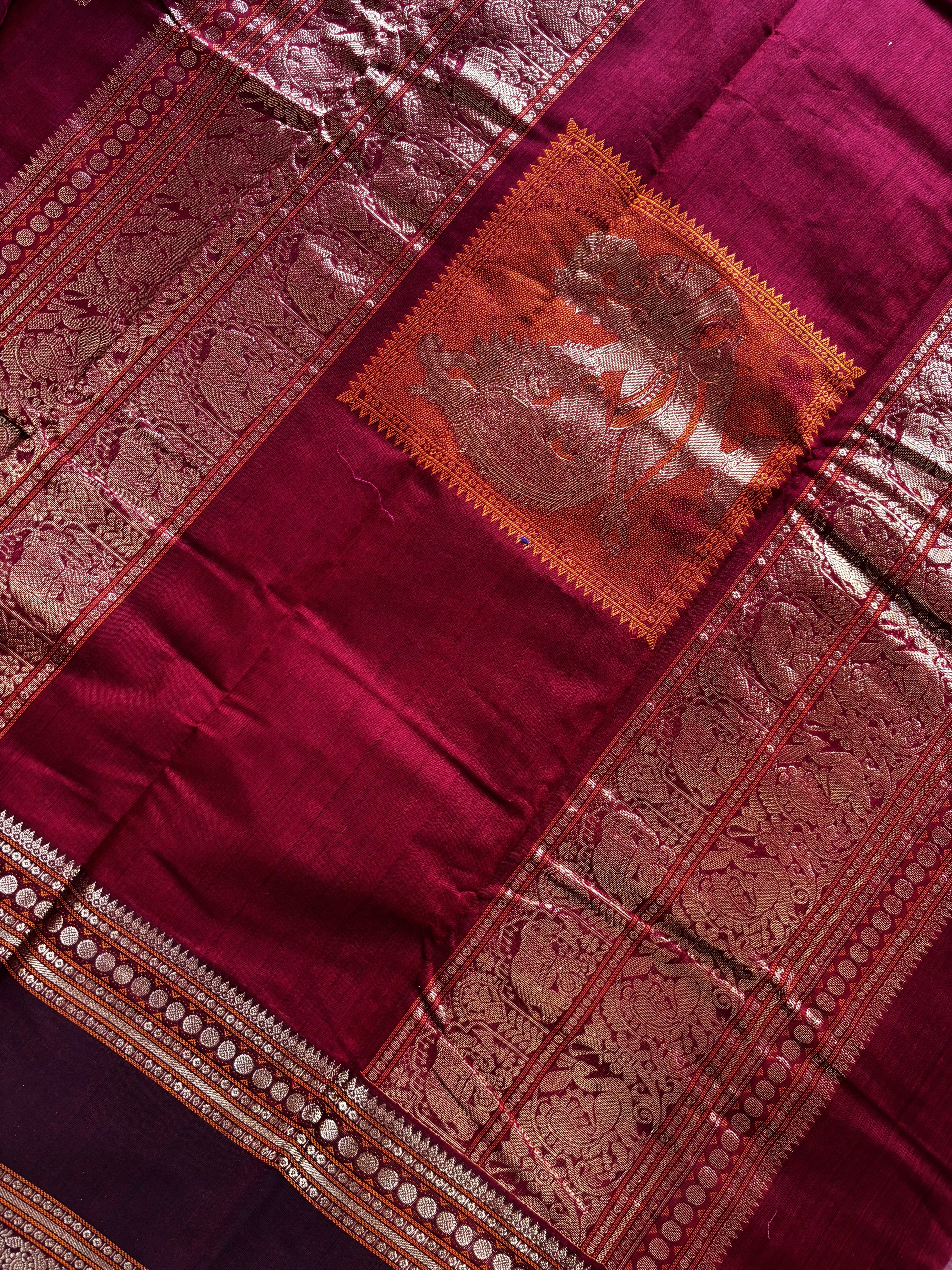 Handwoven Maroon Colour Kanchipuram Cotton Saree
